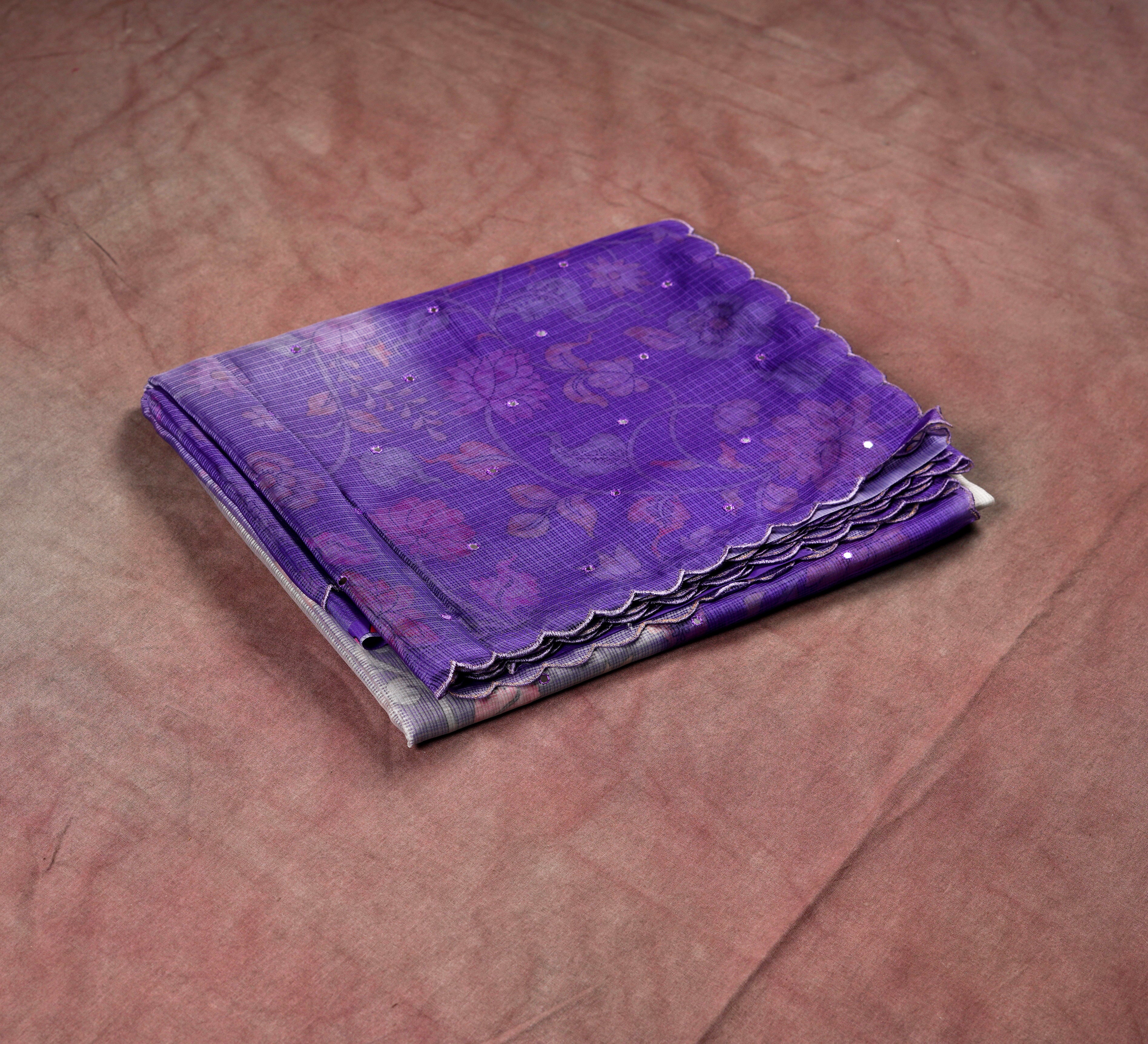 Lavender Dream Floral Kota Silk Saree Delight