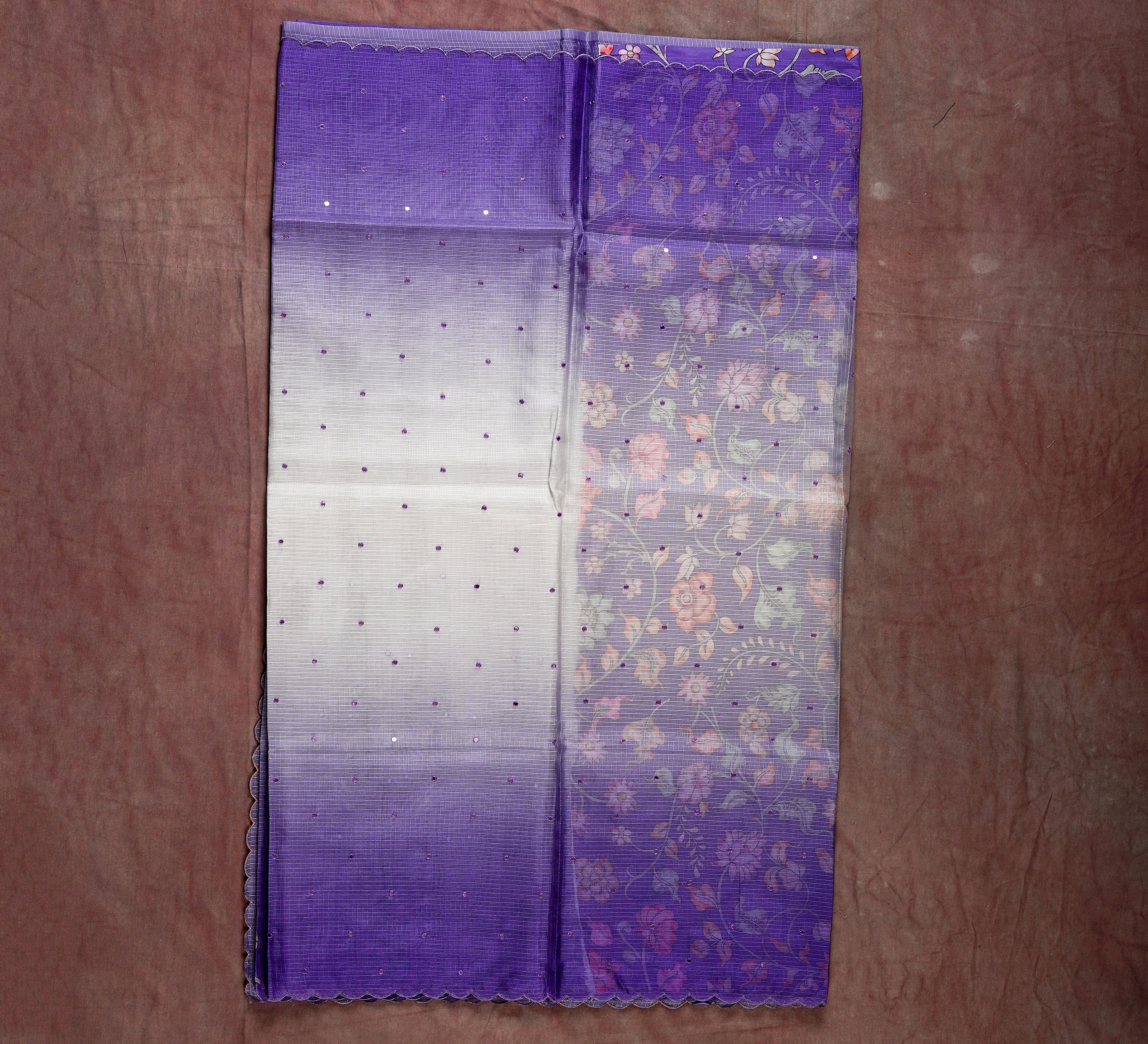 Lavender Dream Floral Kota Silk Saree Delight