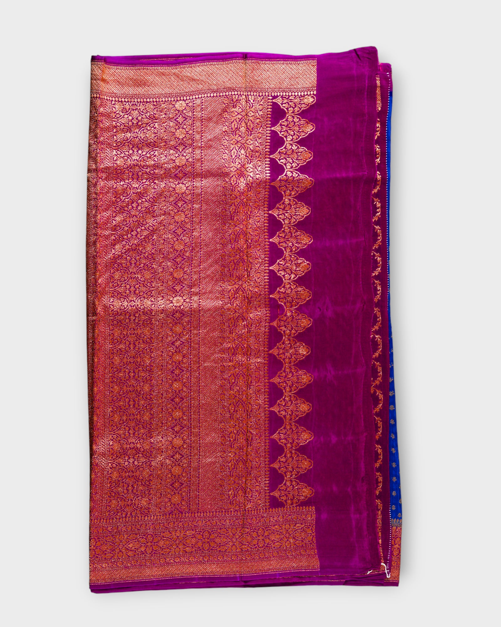 Peacock Blue Georgette Zari Woven Saree
