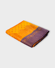 Navy Yellow Zari Butta Silk Saree