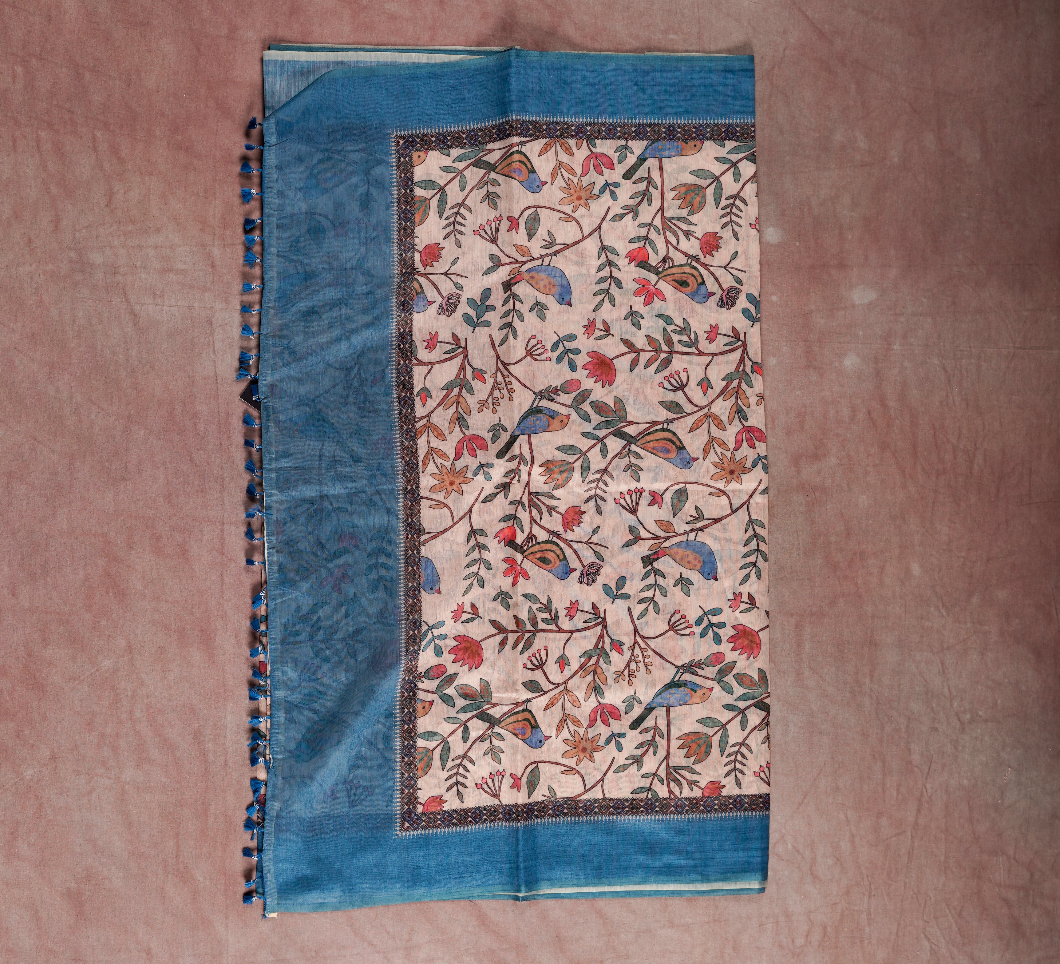 Beige Chanderi Saree Nature s Touch in Every Fold