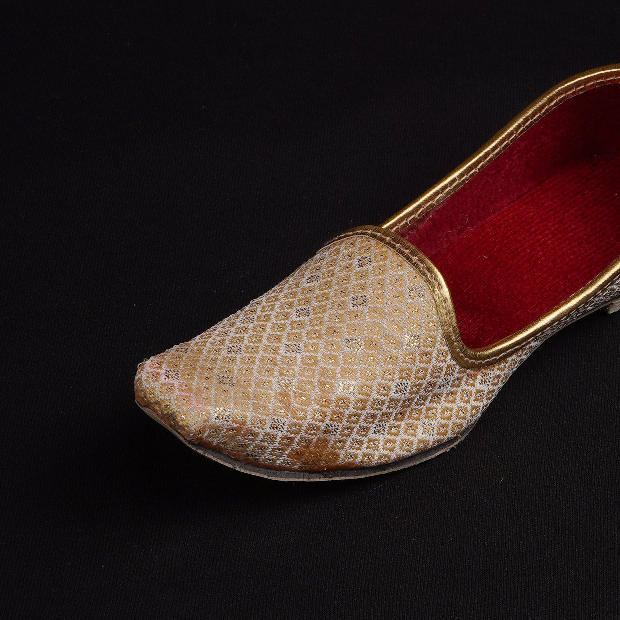 Gold Textured Closed Toe Loafers