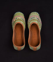 Light Green Textured Handcrafted Jutti