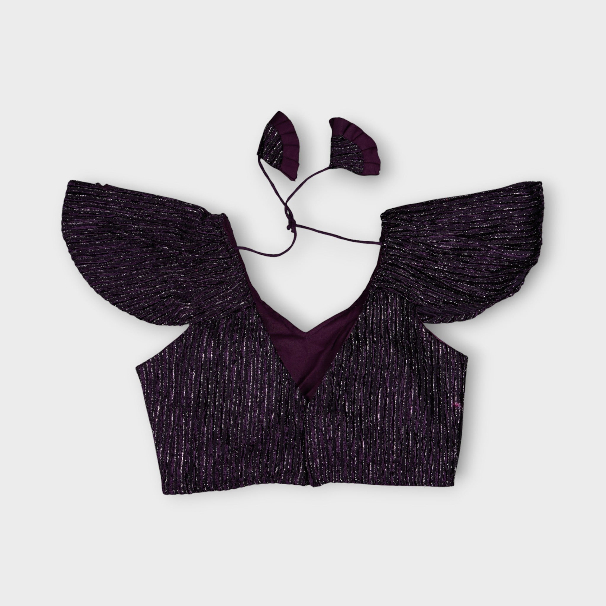 Velvet V Neck Readymade Blouse