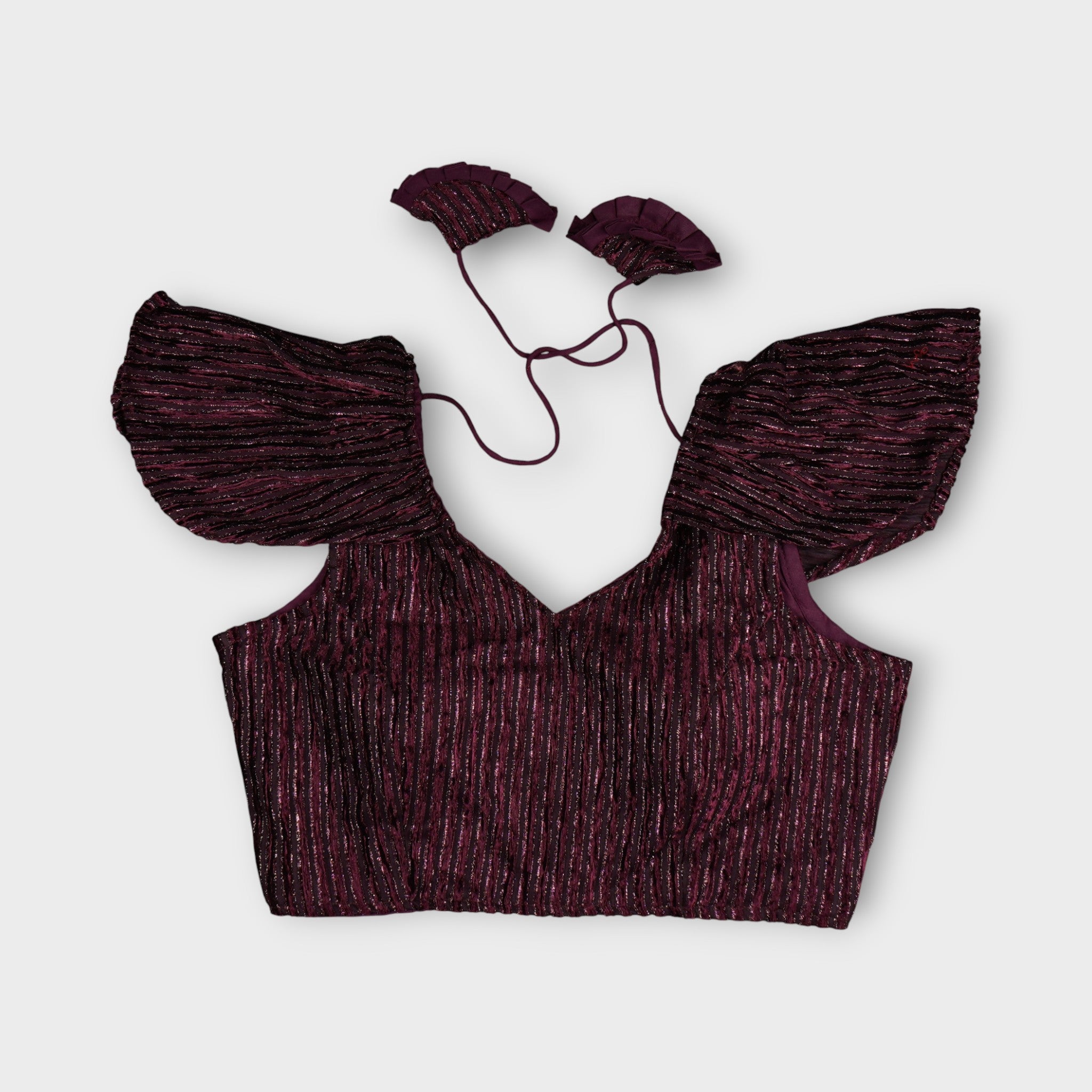 Velvet V Neck Readymade Blouse