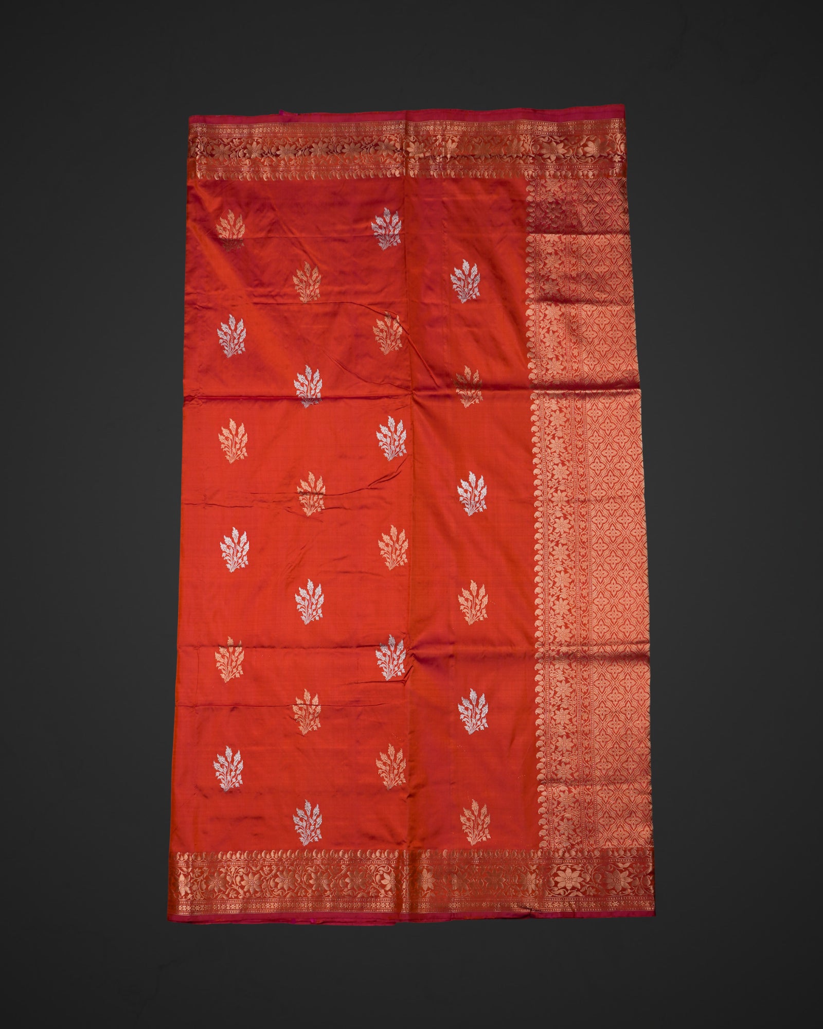Banaras Orange Katan Silk Saree