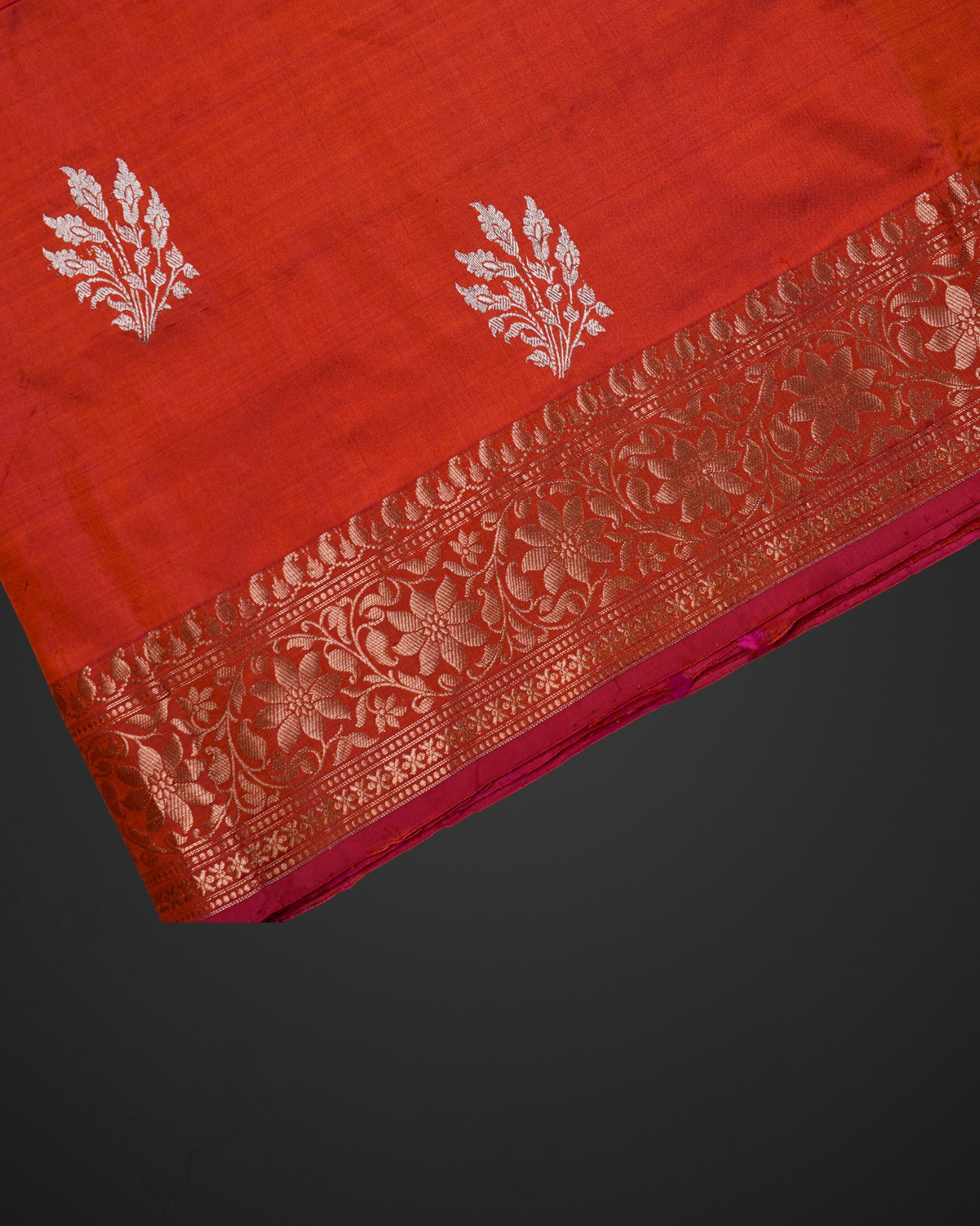 Banaras Orange Katan Silk Saree