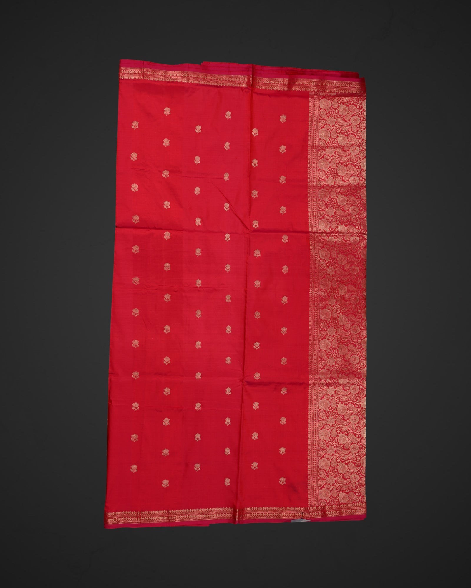 Reddish Pink Silk Banaras Lotus Motif Saree