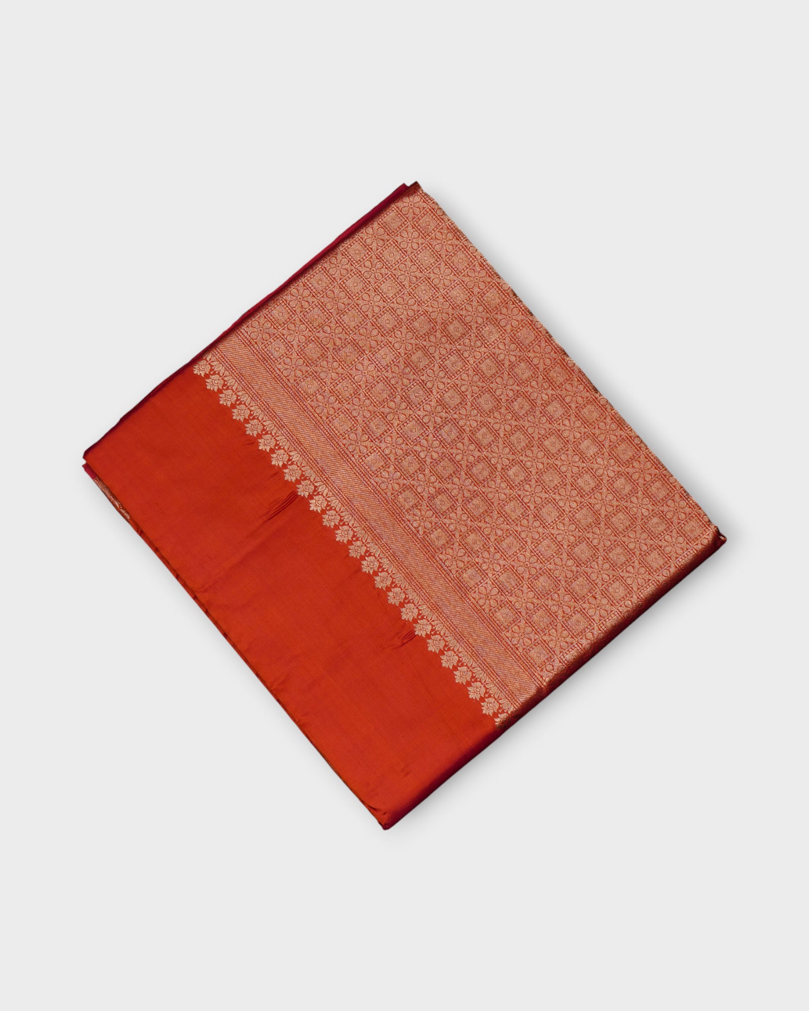 Orange Katan Silk Banaras Woven Saree