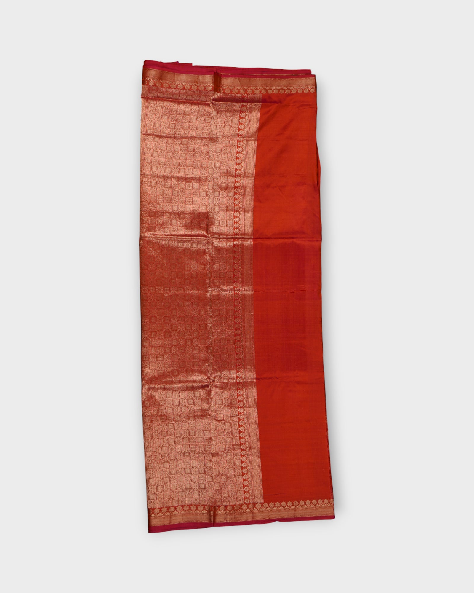 Orange Katan Silk Banaras Woven Saree