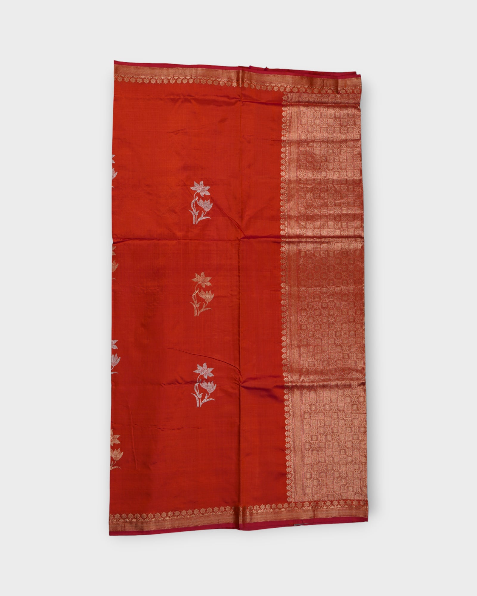 Orange Katan Silk Banaras Woven Saree