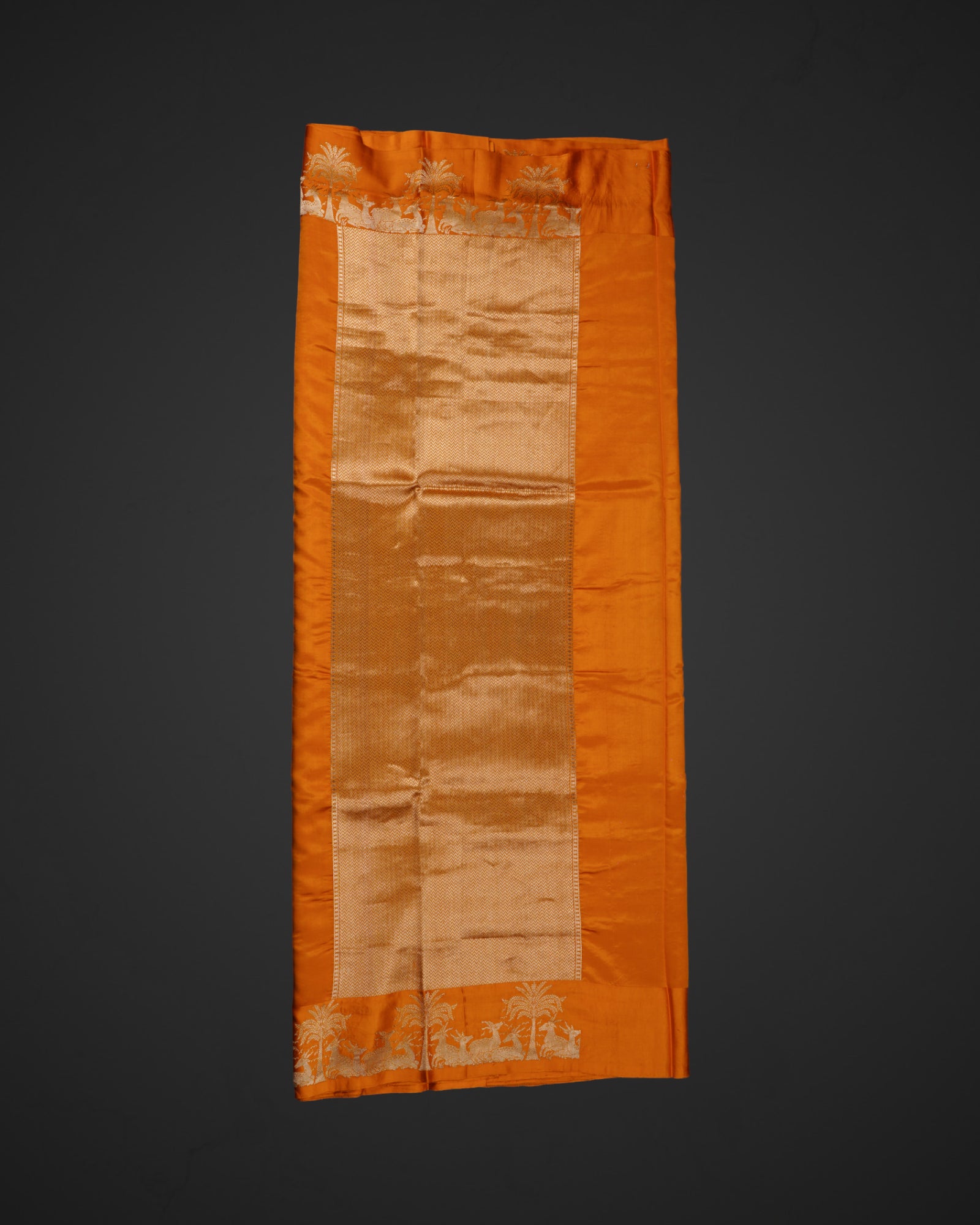 Orange Banaras Katan Silk Woven Saree