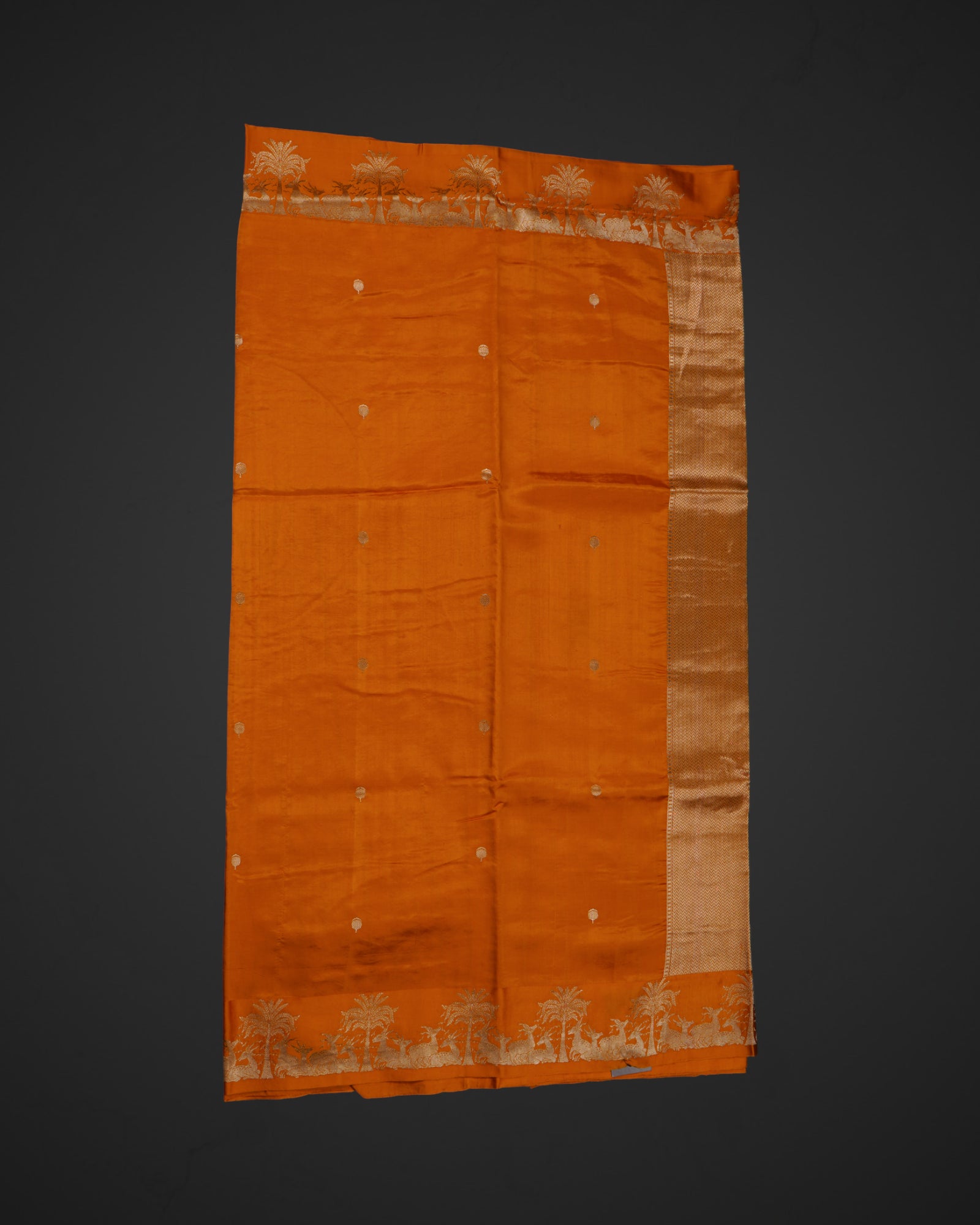 Orange Banaras Katan Silk Woven Saree