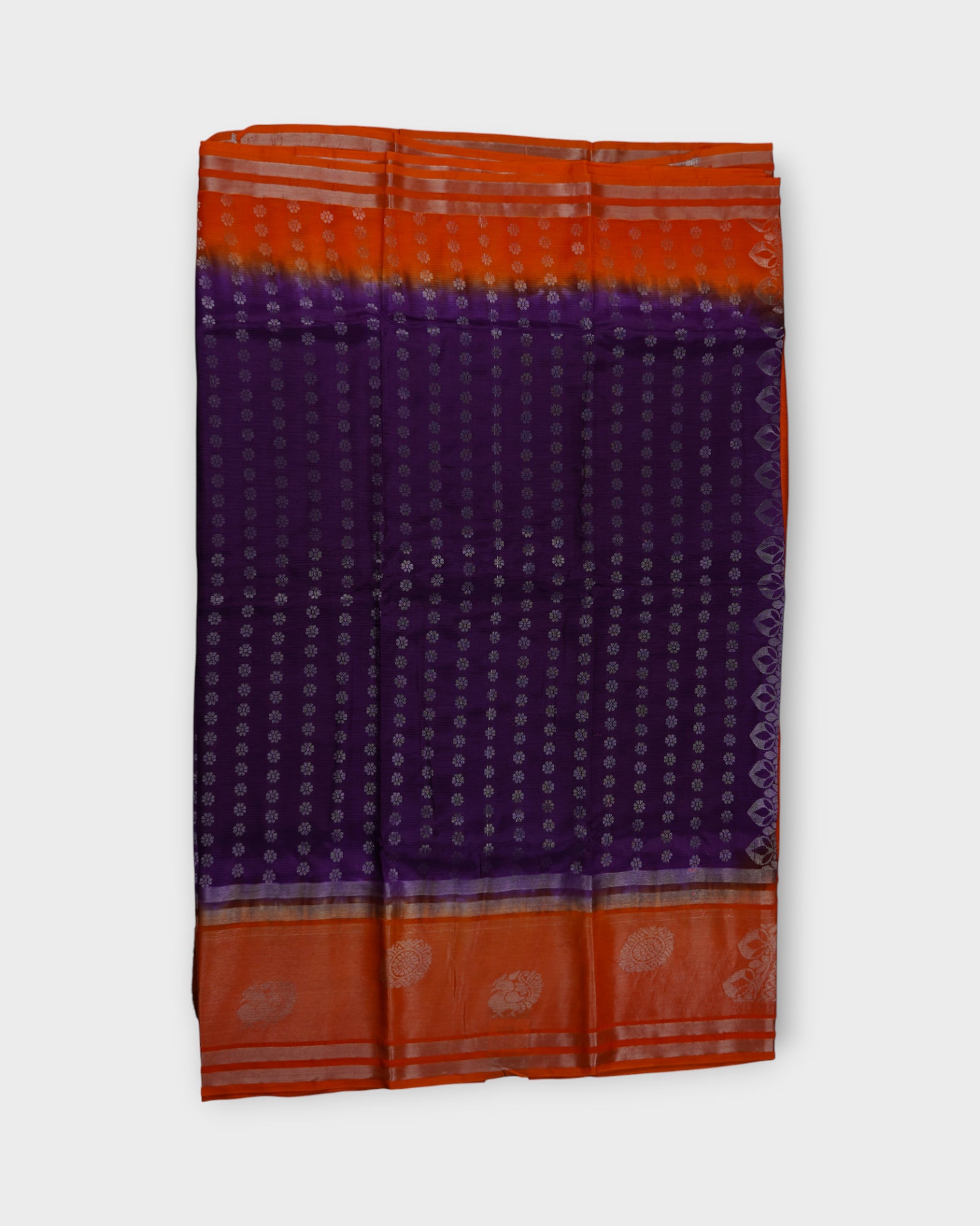 Purple Mangalgiri Silk Silver Zari Saree