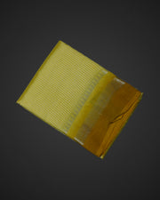 Lemon Yellow Mangalgiri Silk Saree With Silver Zari