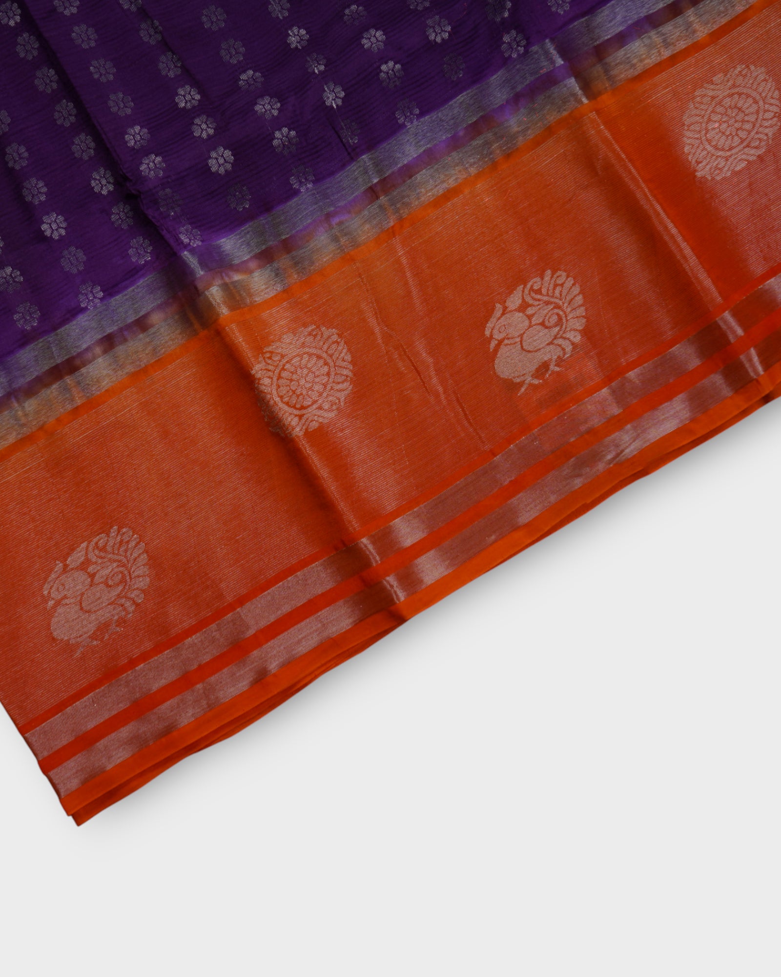 Purple Mangalgiri Silk Silver Zari Saree