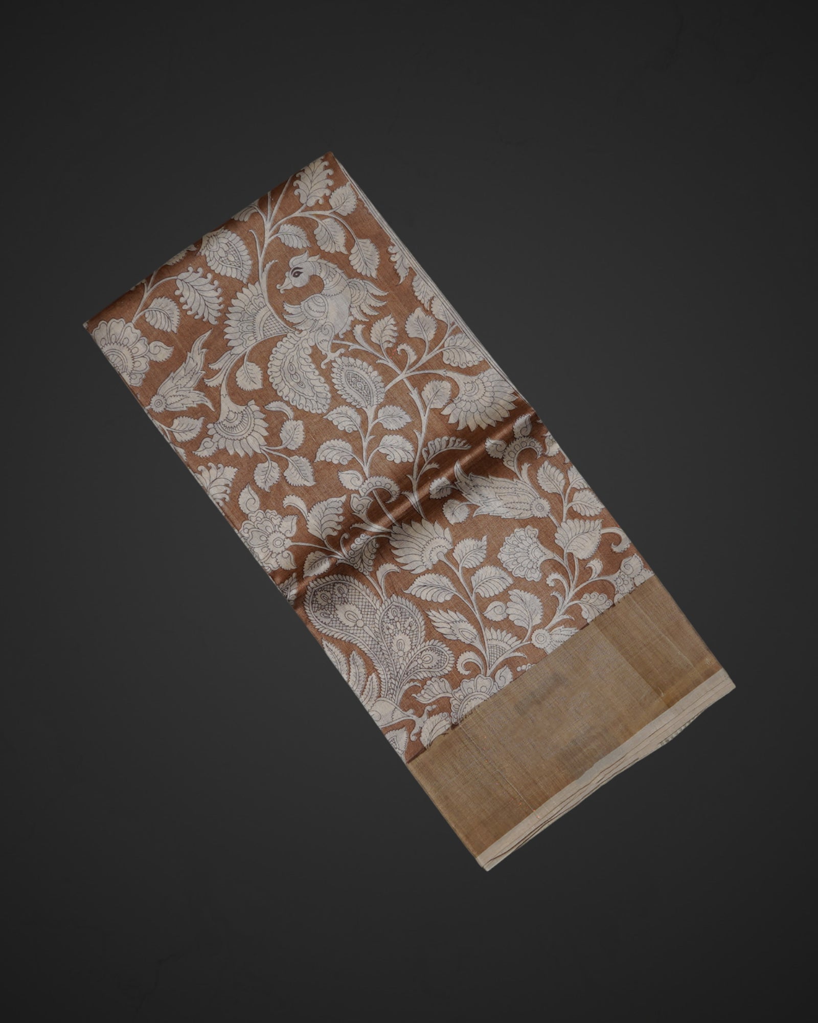 Tan Tussar Mangalgiri Silk Saree