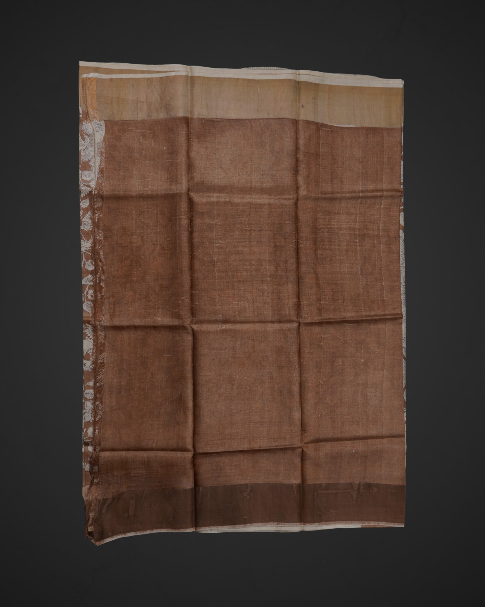 Tan Tussar Mangalgiri Silk Saree
