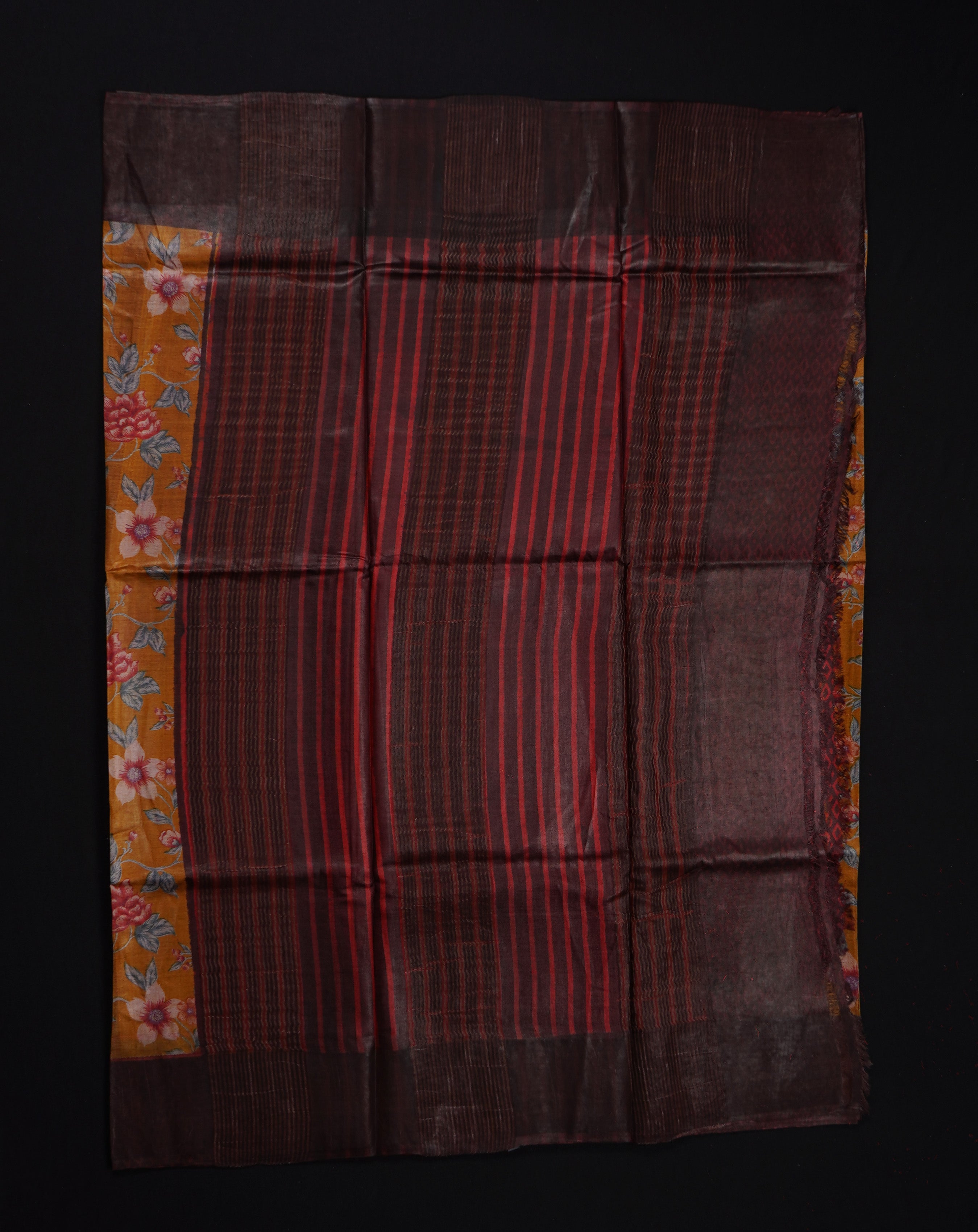Light Orange Tussar Mangalgiri Silk Saree
