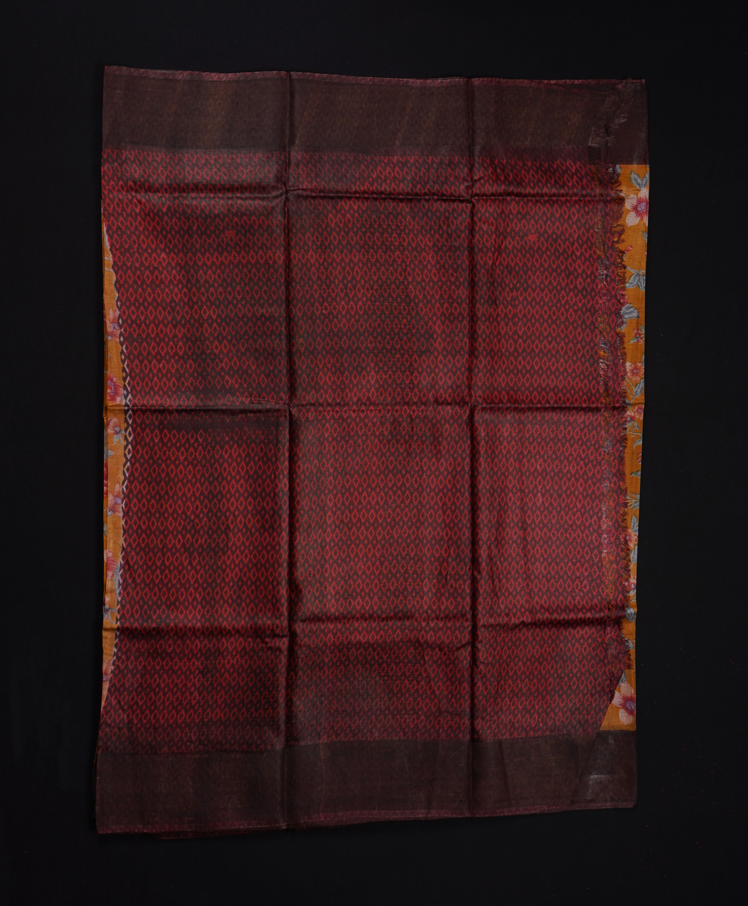Light Orange Tussar Mangalgiri Silk Saree