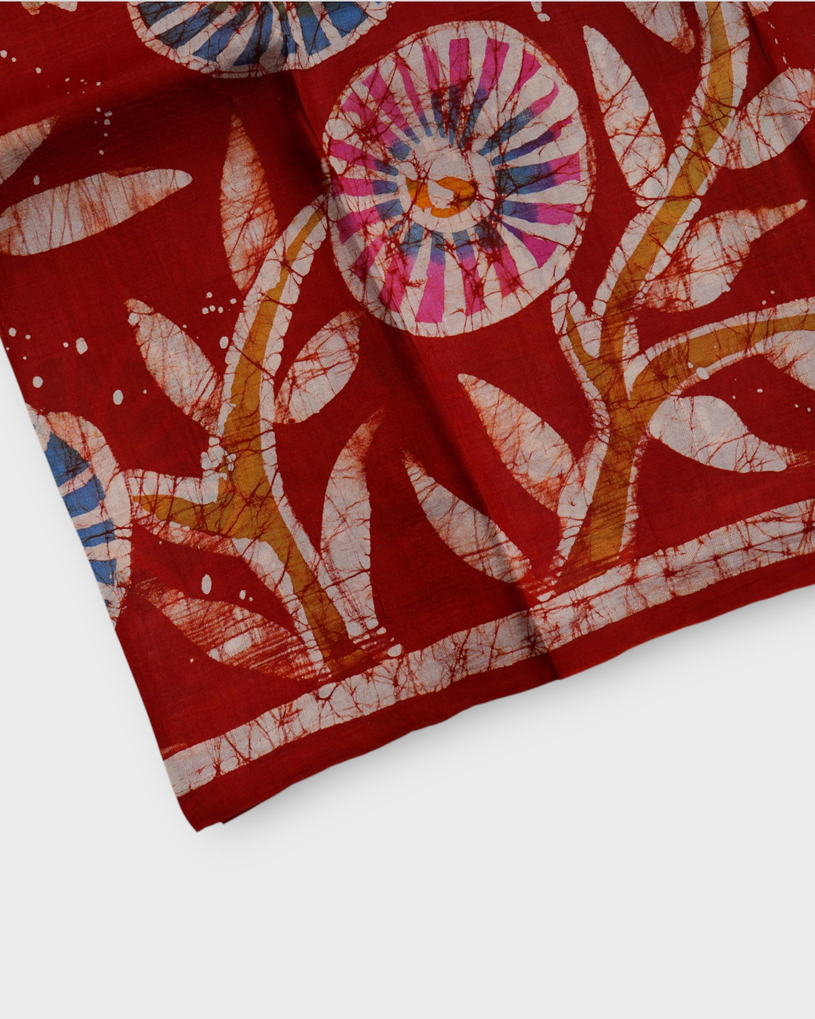 Red Tussar Silk Mangalgiri Saree