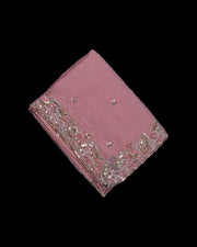 Peach Pink Fendy Silk Saree with Elegant Sequins