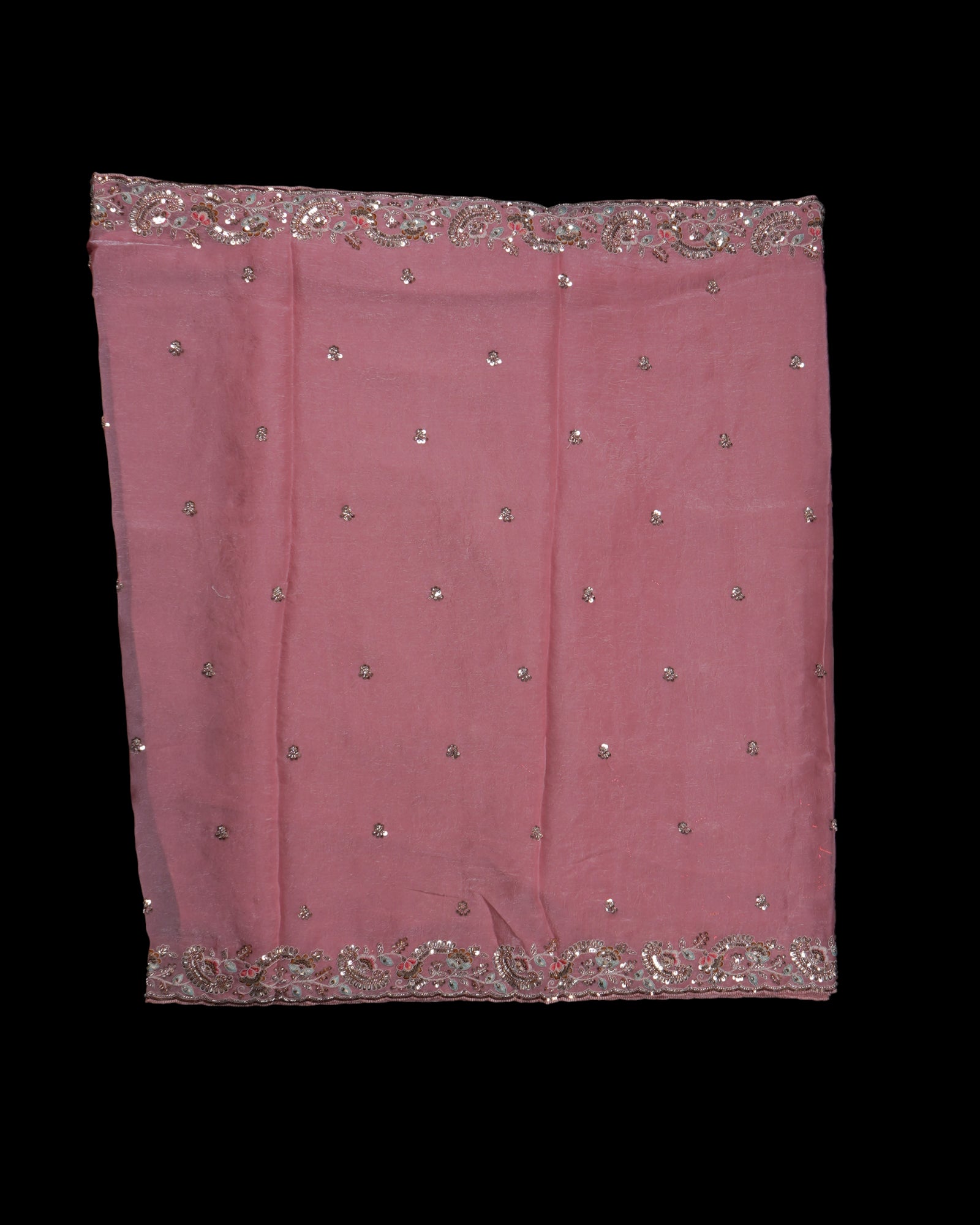 Peach Pink Fendy Silk Saree with Elegant Sequins