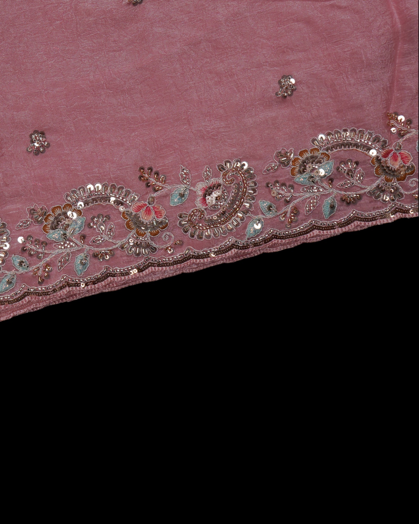 Peach Pink Fendy Silk Saree with Elegant Sequins