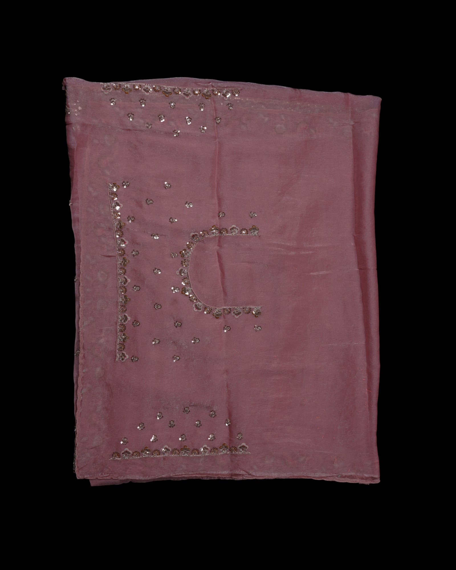 Peach Pink Fendy Silk Saree with Elegant Sequins