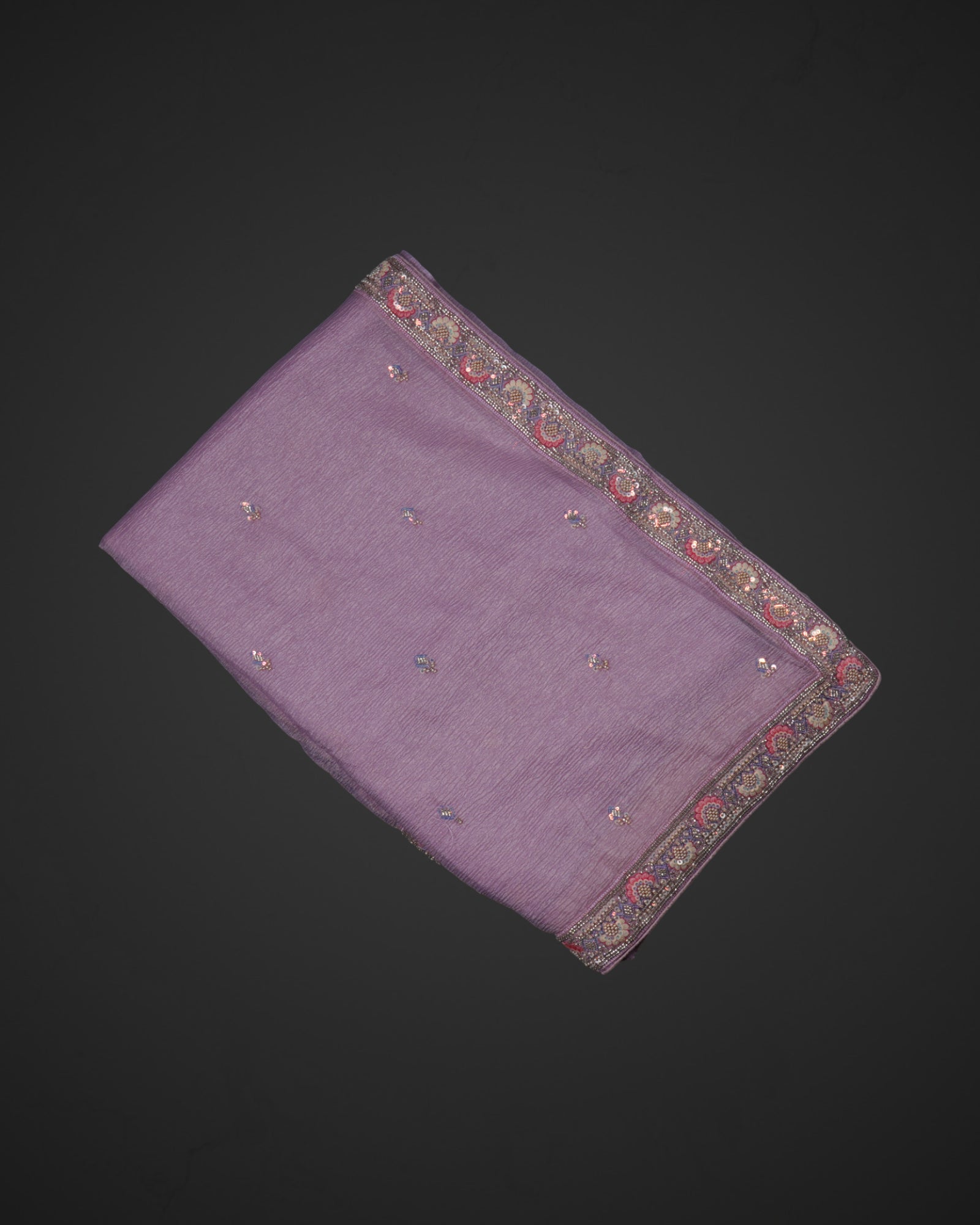 Radiant Light Purple Organza Saree with Beaded Accents