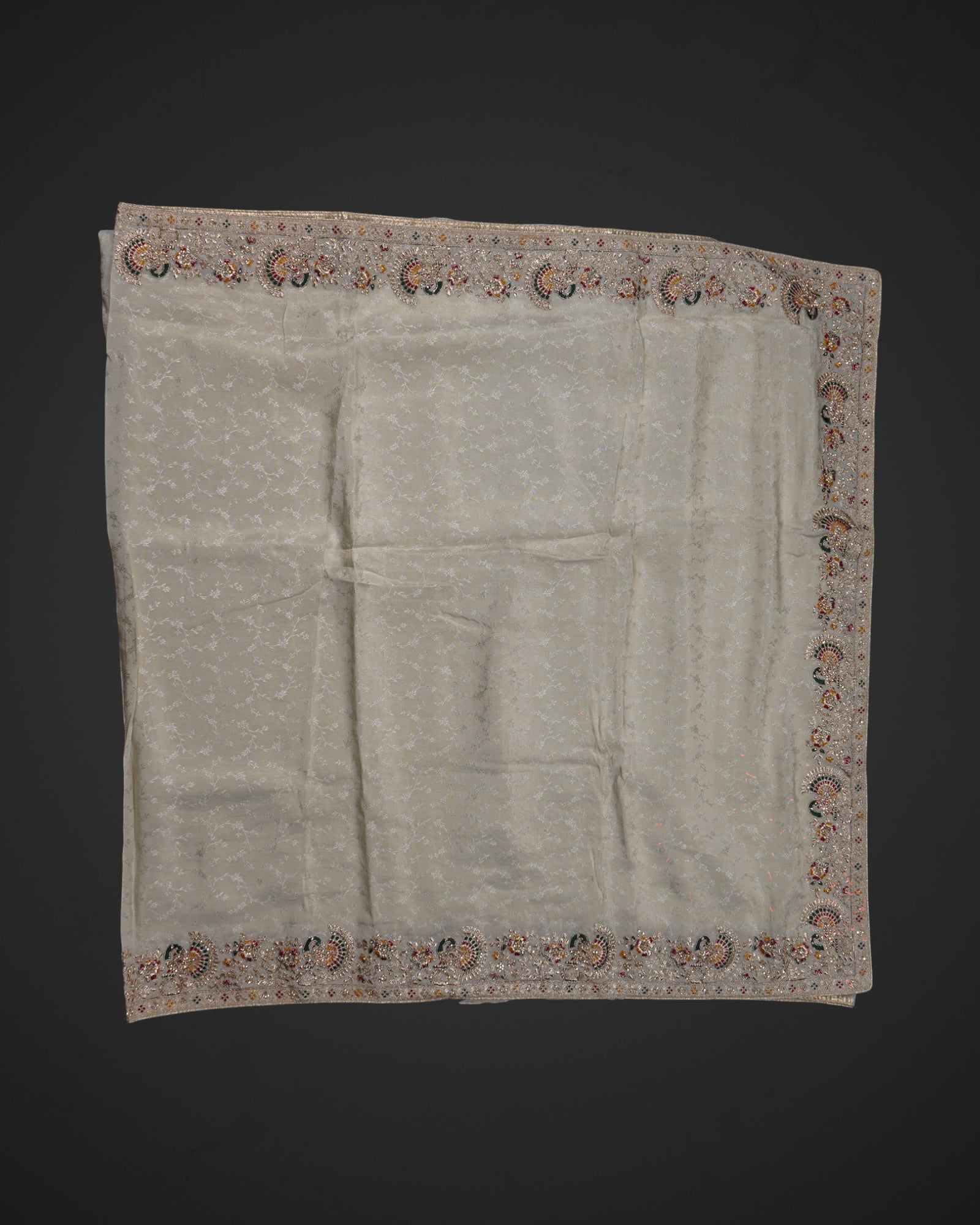 Timeless Off White Silk Jacquard Saree with Jalar