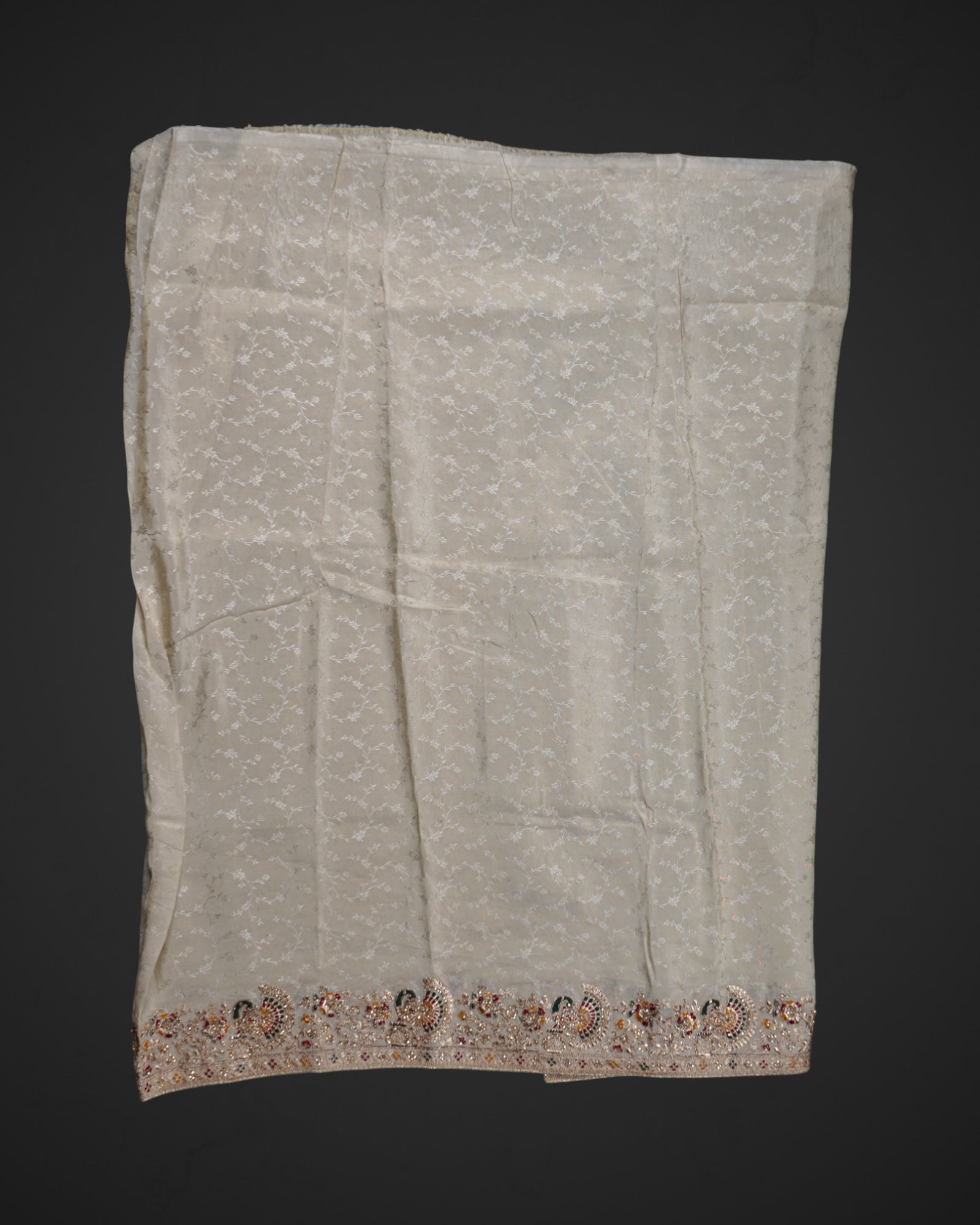 Timeless Off White Silk Jacquard Saree with Jalar