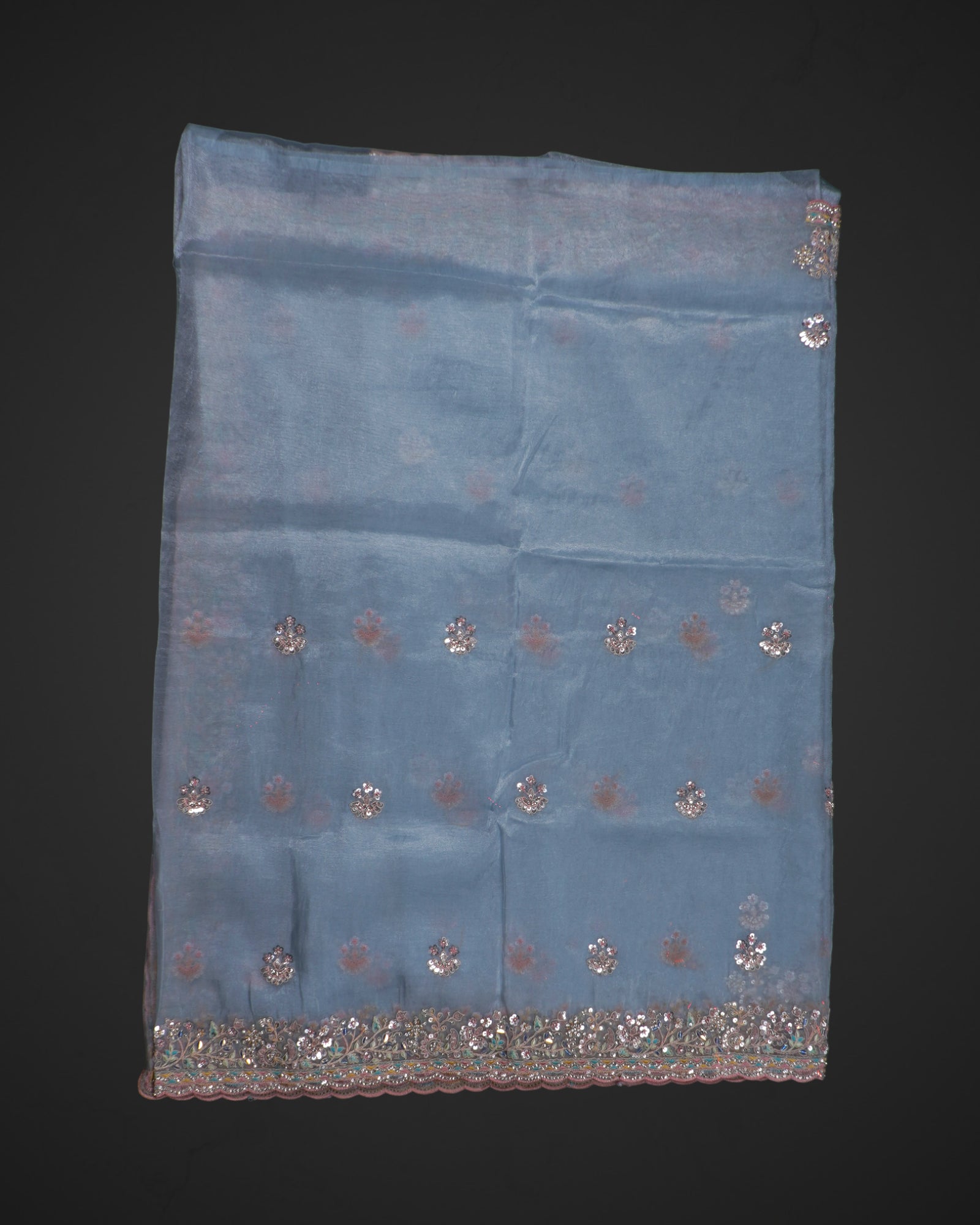 Embrace Tradition with a Sky Blue Organza Saree