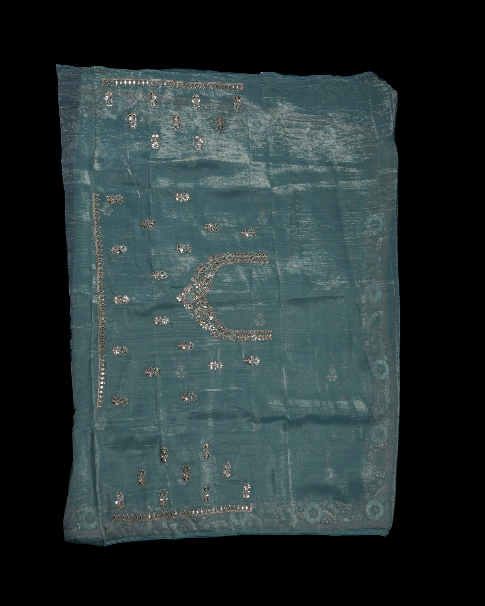 Embrace Timeless Charm in Blue Fendy Silk
