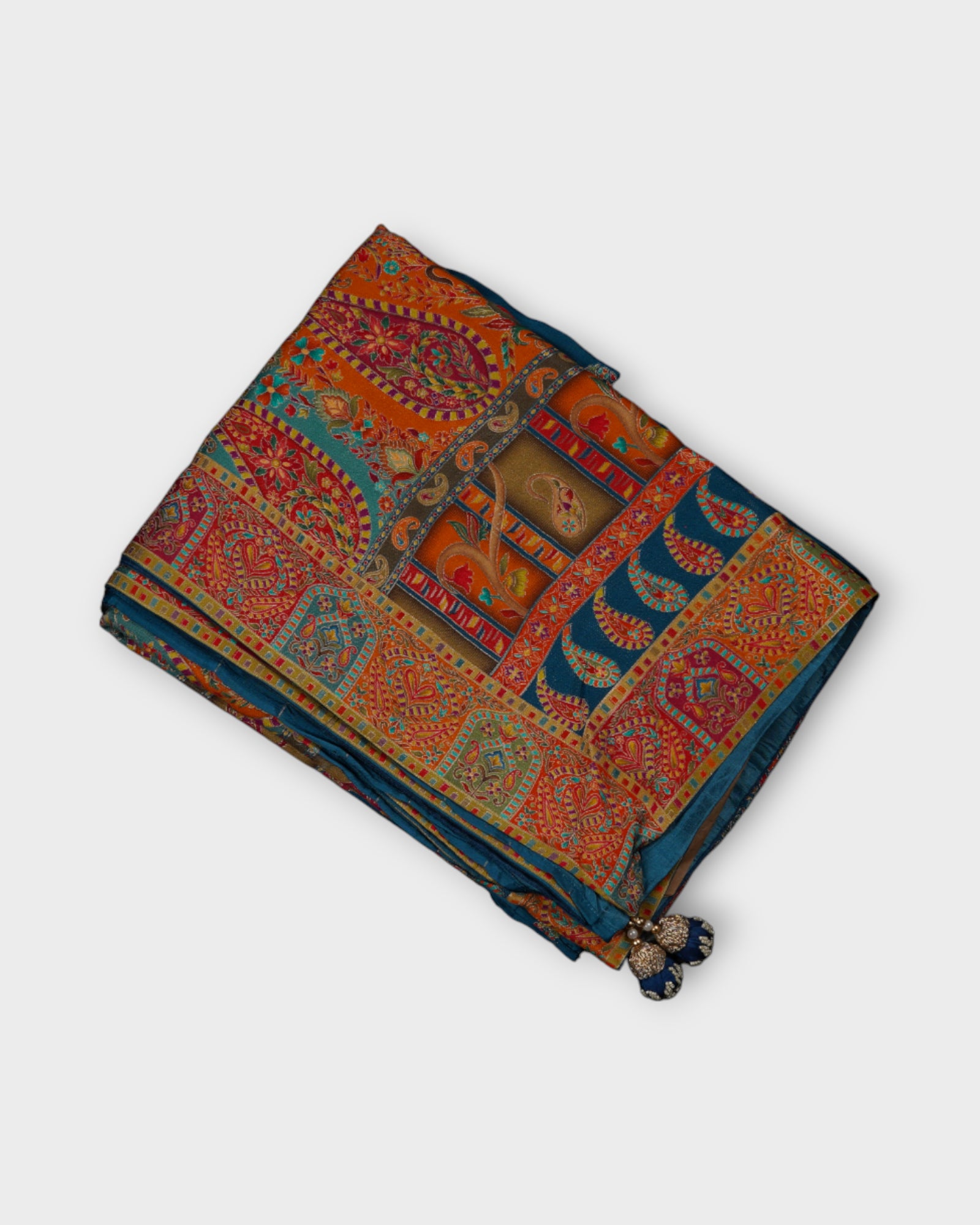 Enchanting Peacock Blue Kairi Dola Silk Saree