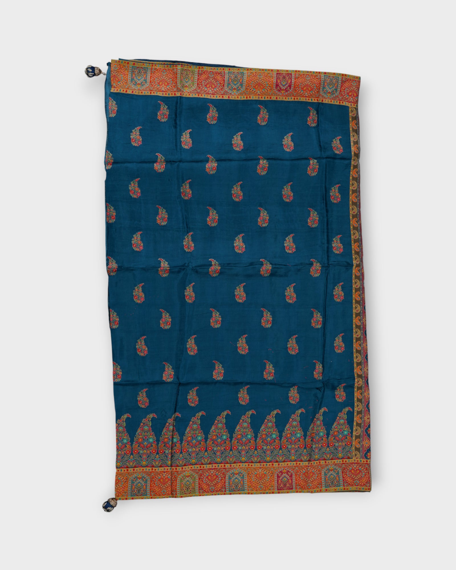 Enchanting Peacock Blue Kairi Dola Silk Saree