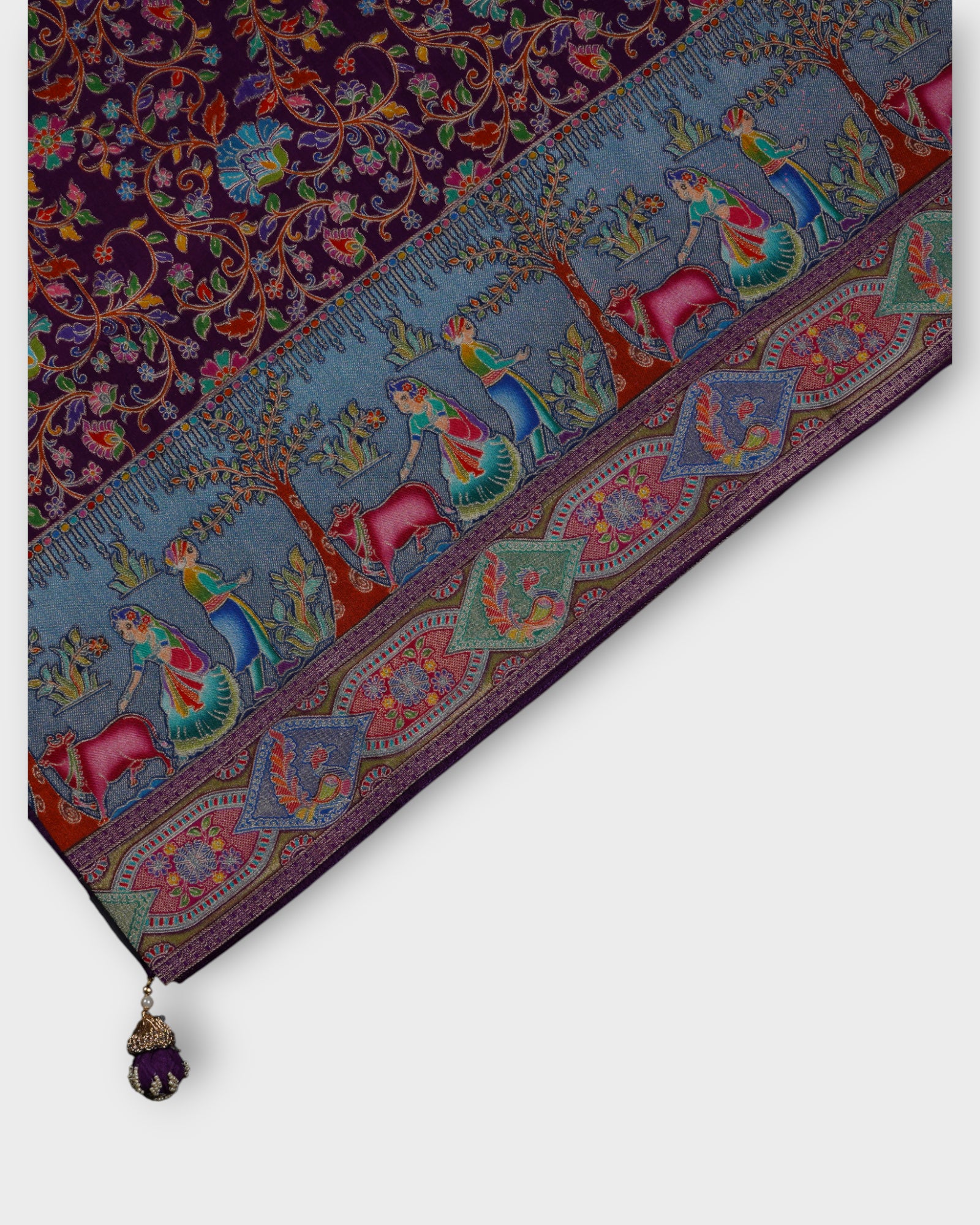 Sky Blue Dola Silk Saree with Minakari Charm