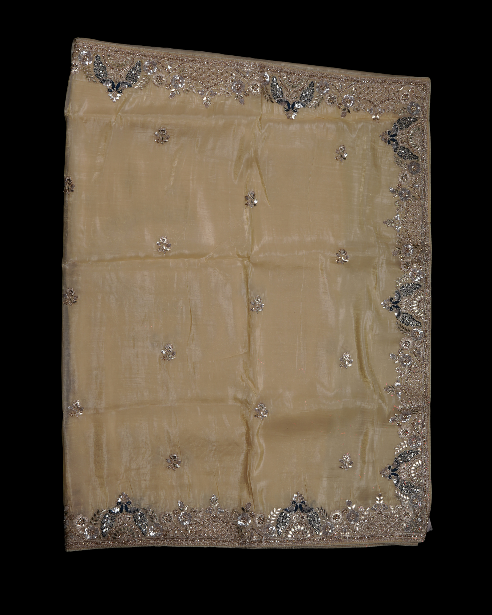 Cream Fendy Saree with Intricate Gold Detailing