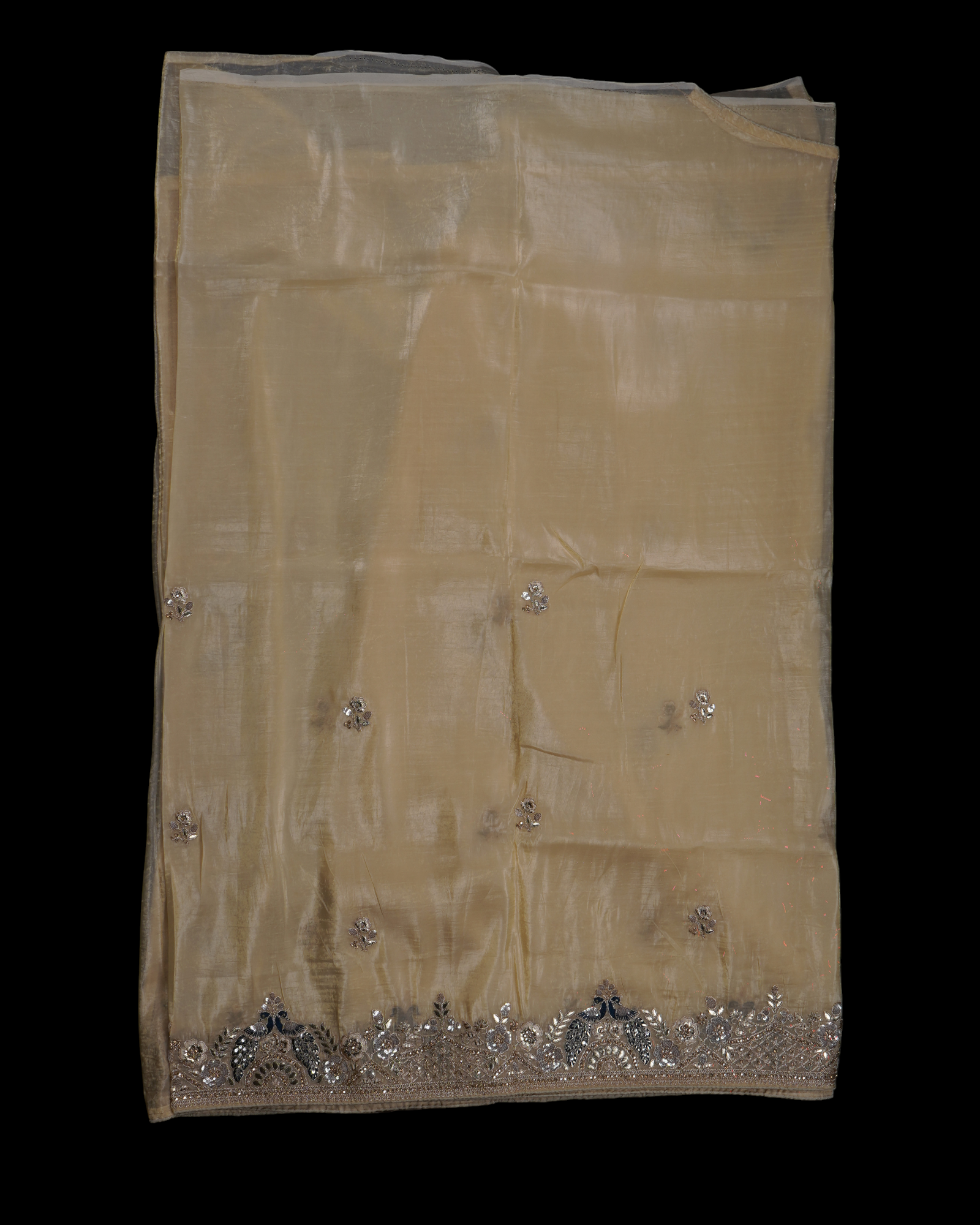 Cream Fendy Saree with Intricate Gold Detailing