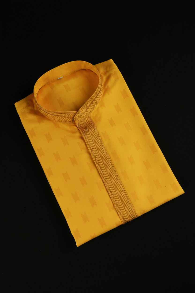 Cotton Thread Embroidered Men Kurta Pajama Set
