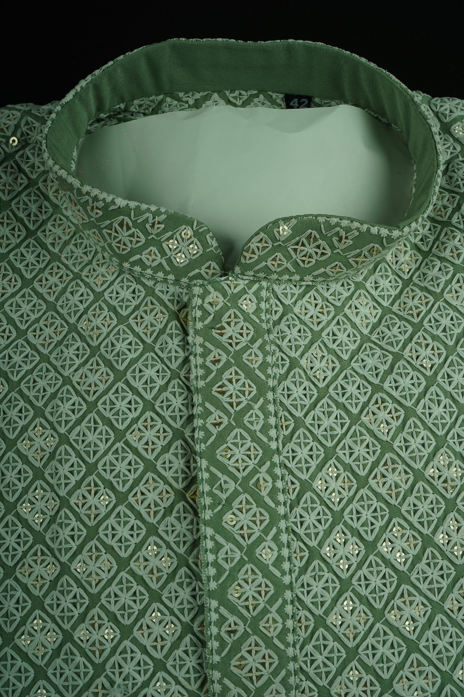 Cotton Blend Sequin Embroidered Kurta Pajama