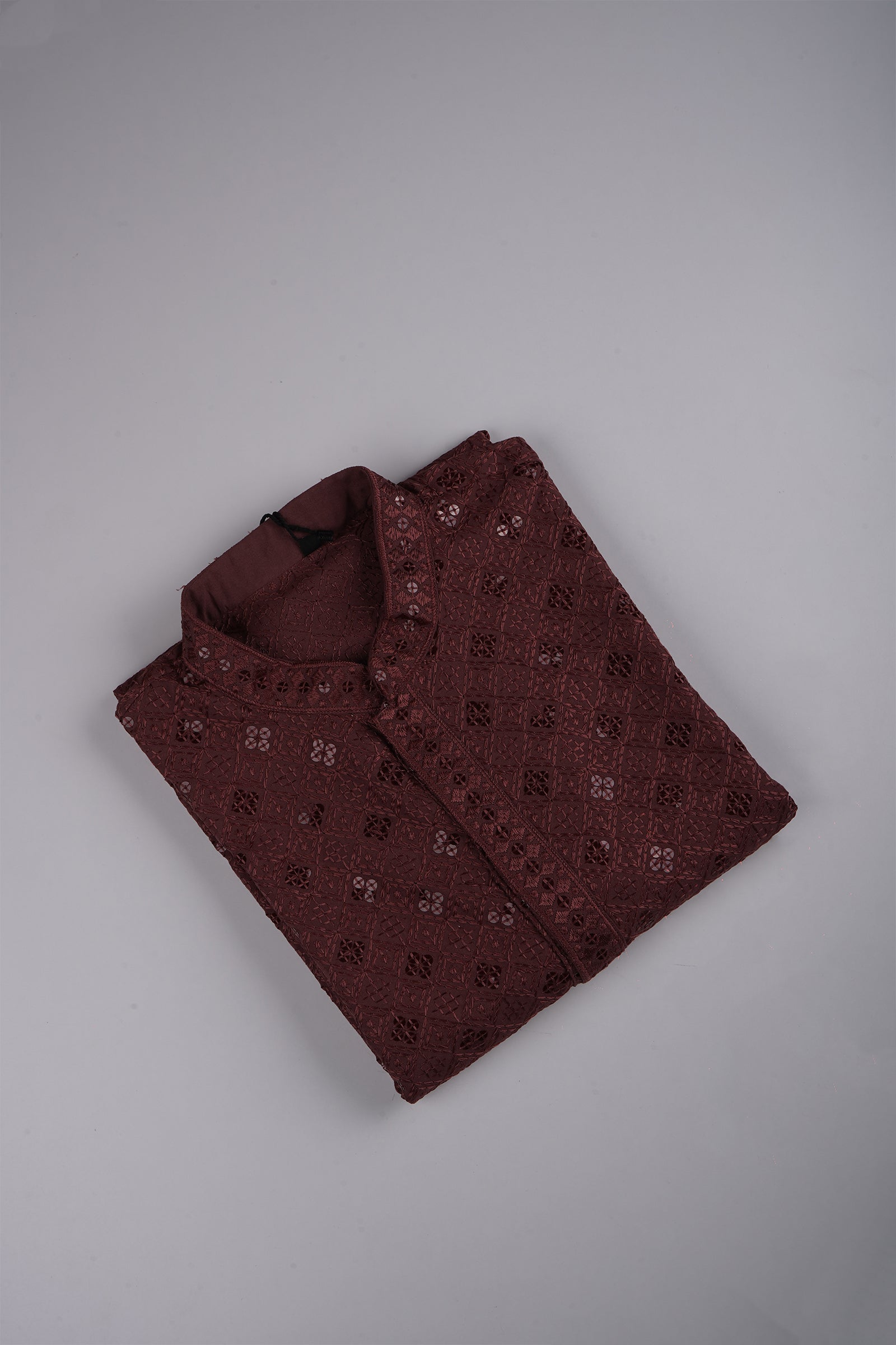 Block Print Sequin Embroidered Cotton Kurta Pajama