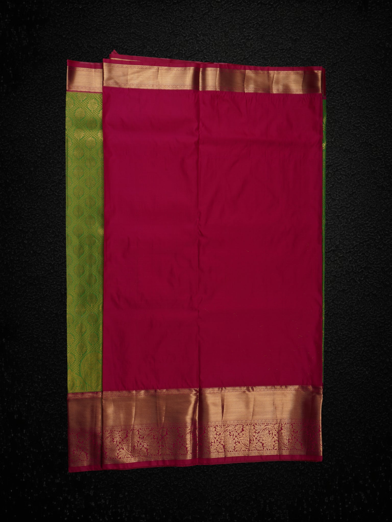 Green Handloom Dharmavaram Silk Saree With Zari