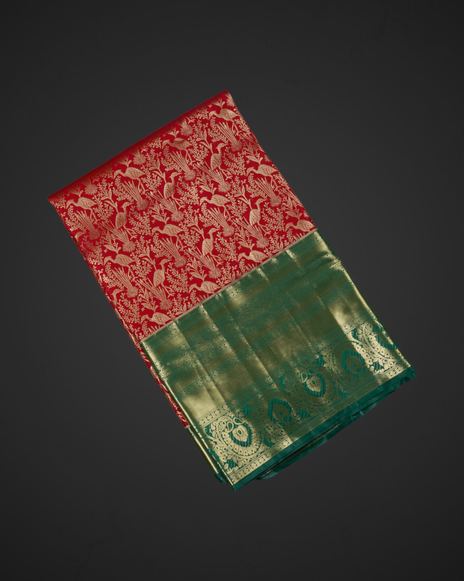 Bright Red Dharmavaram Silk Zari Saree