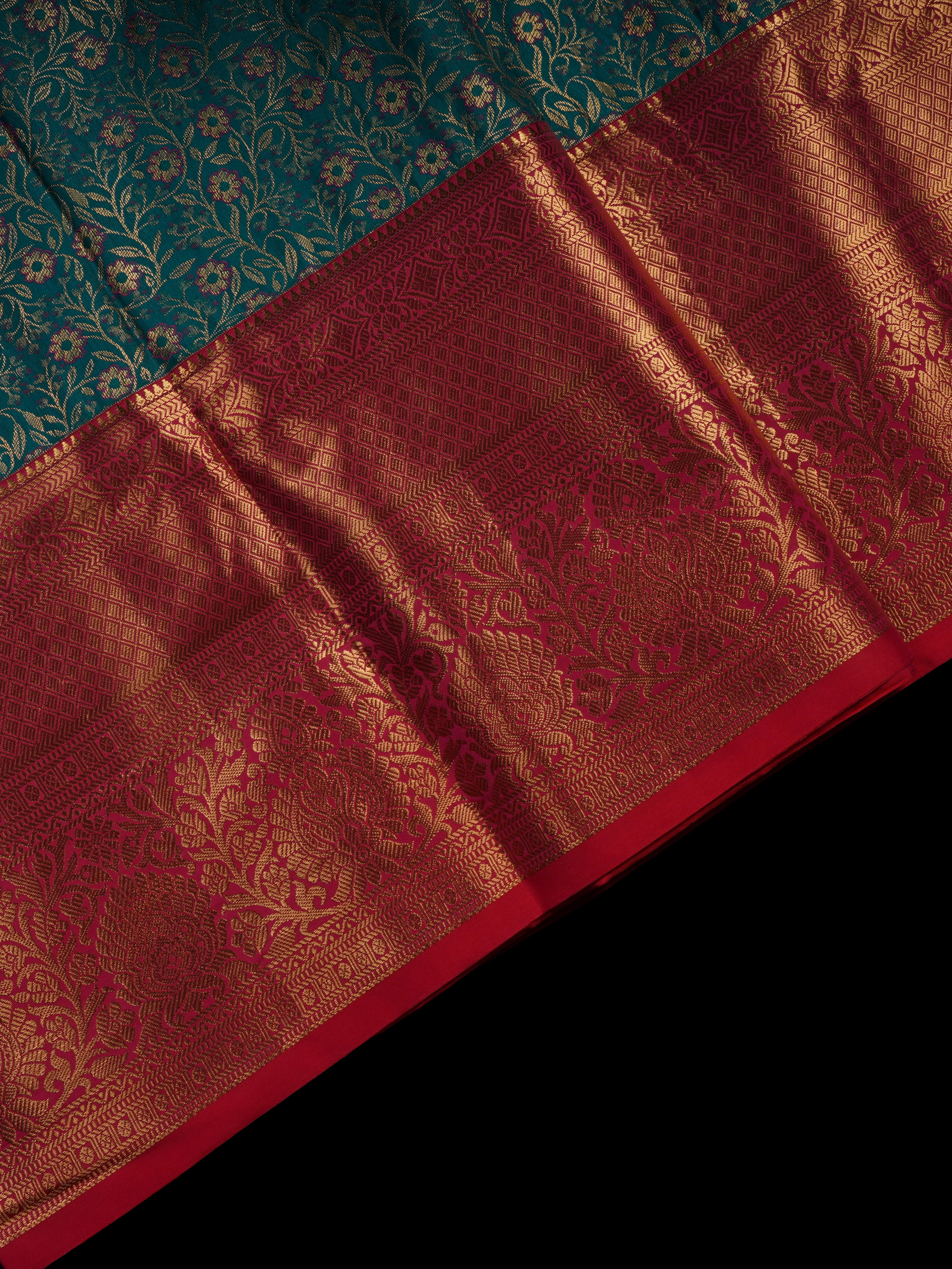 Green Dharmavaram Silk Zari Floral Saree
