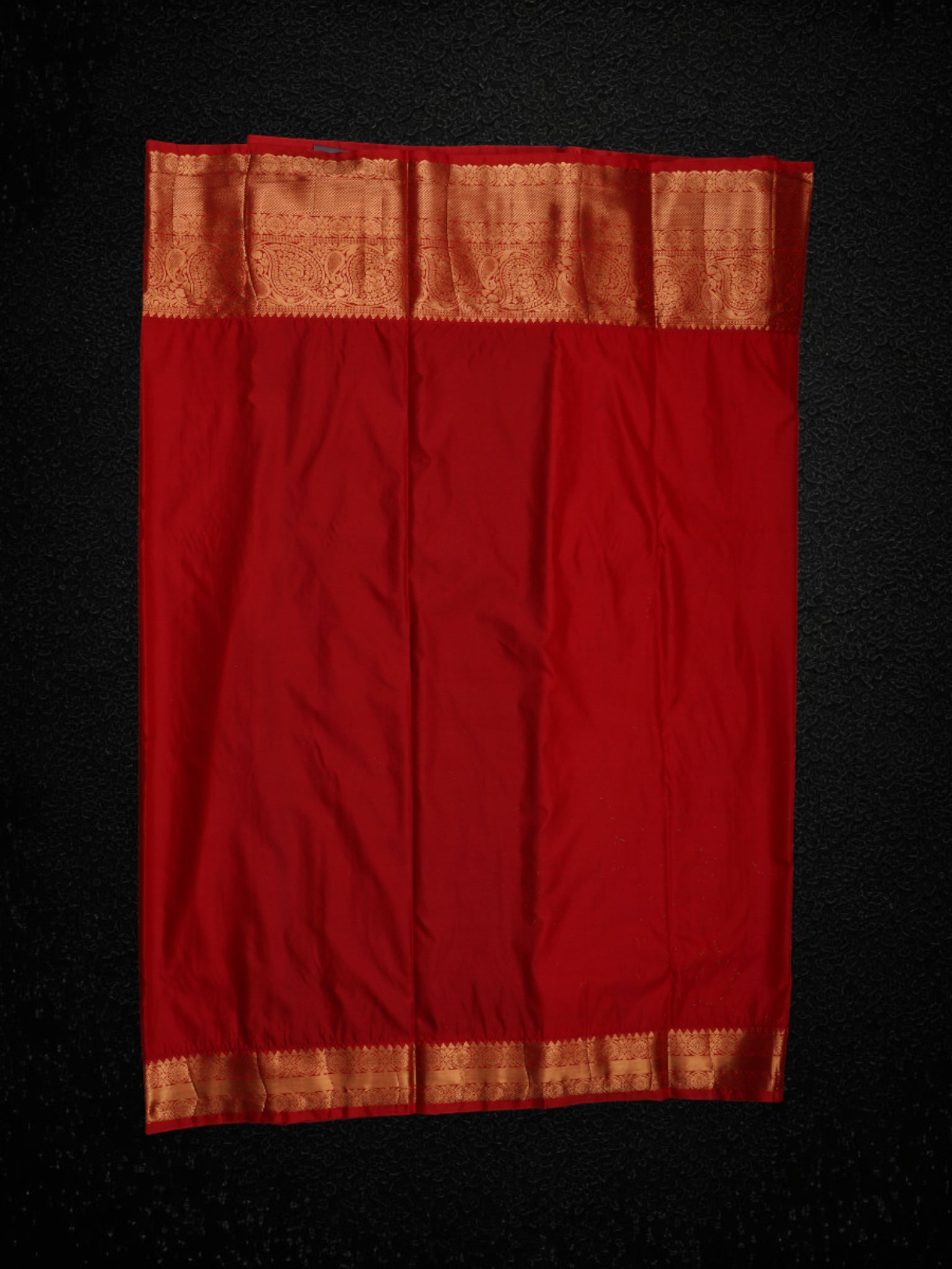 Blue Dharmavaram Silk Saree With Gold Zari Leaves