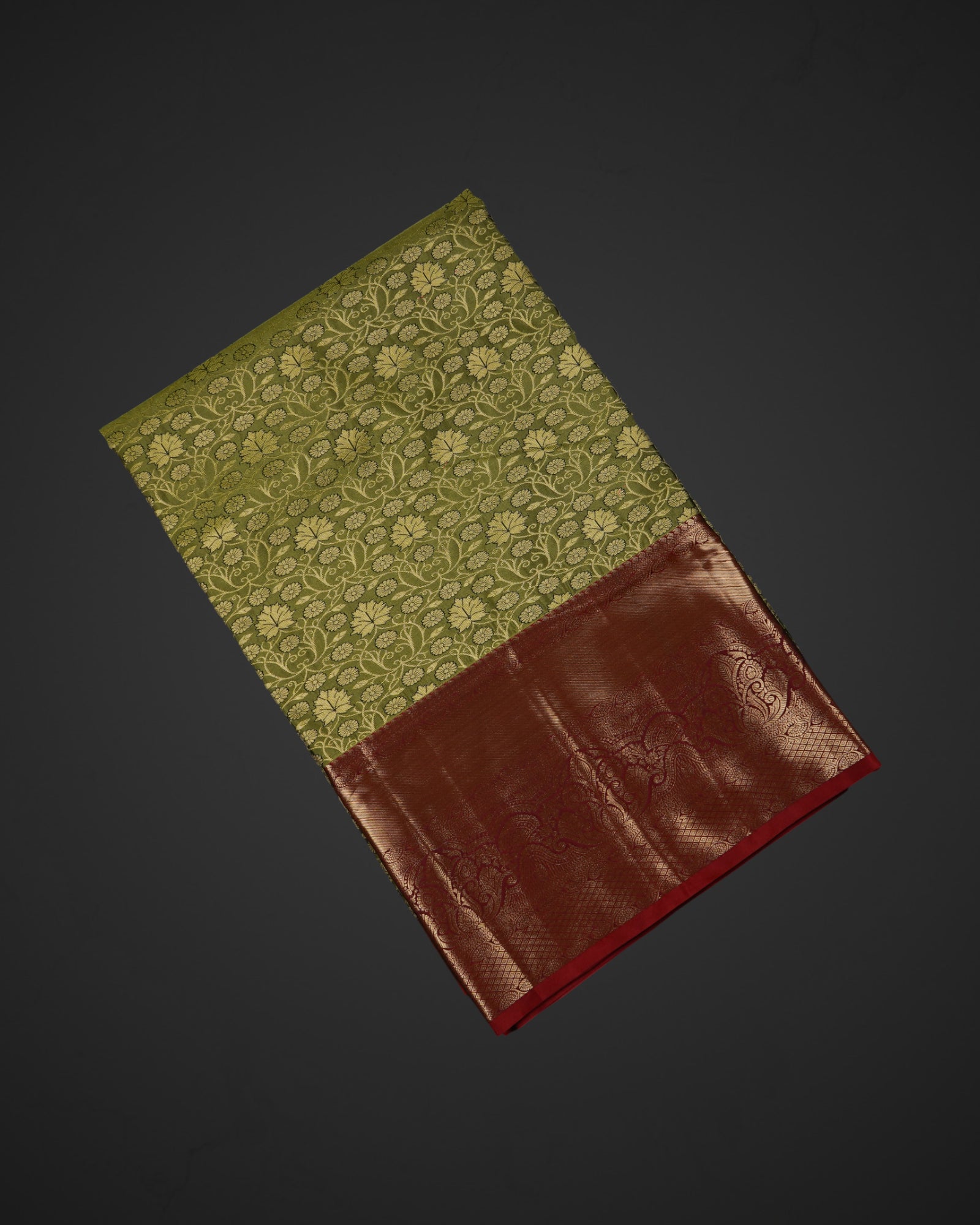 Mehendi Green Dharmavaram Silk Gold Zari Saree