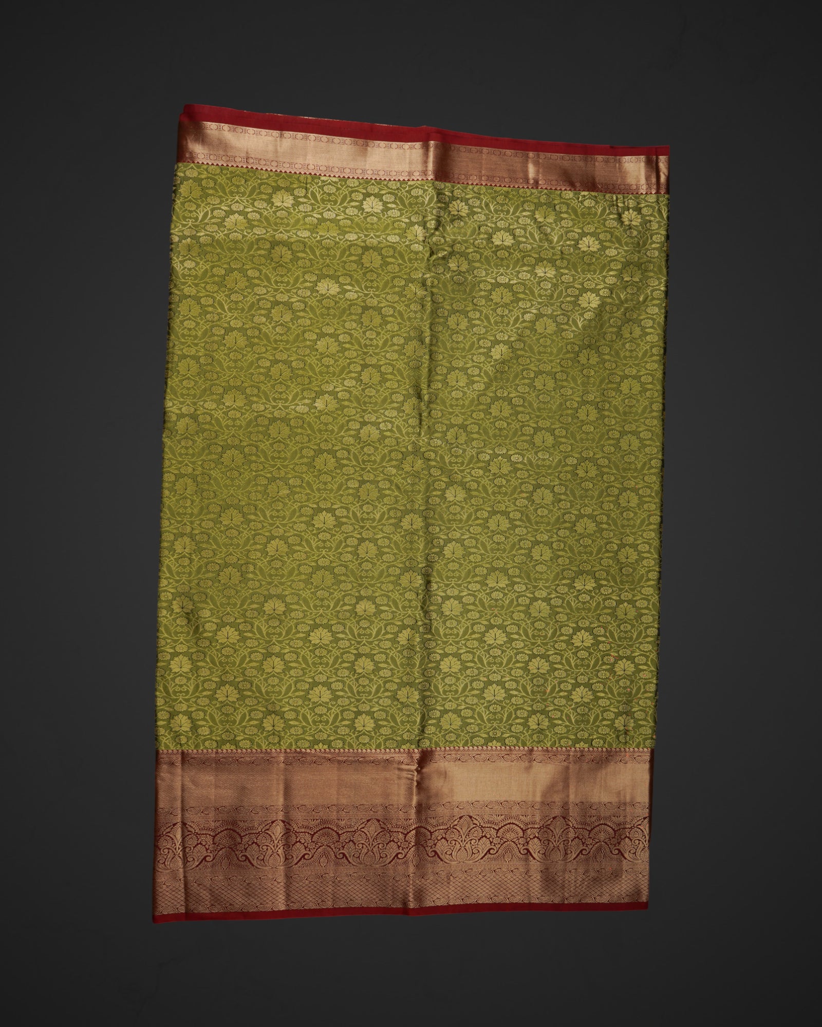 Mehendi Green Dharmavaram Silk Gold Zari Saree