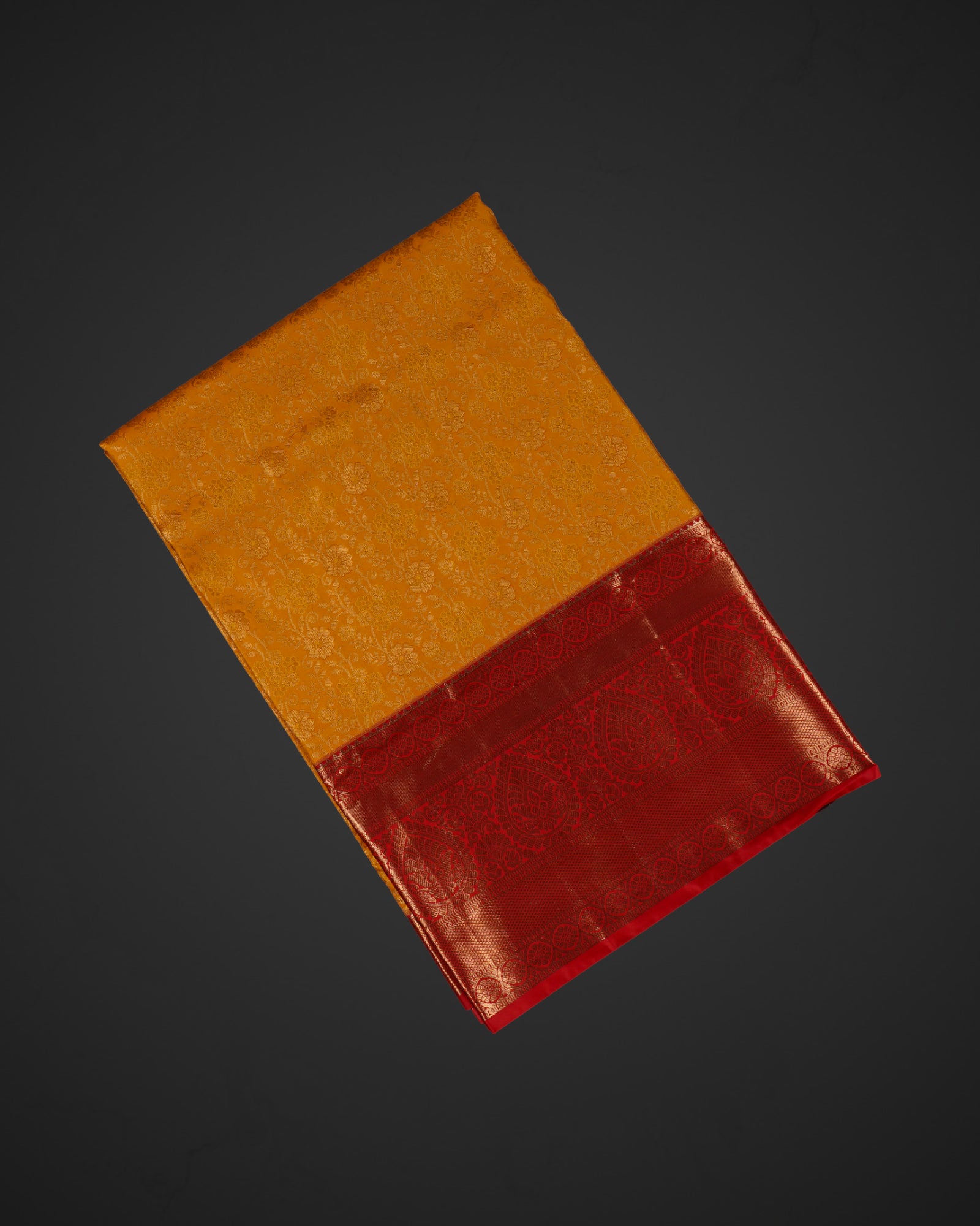 Orange Dharmavaram Silk Saree with Gold Zari