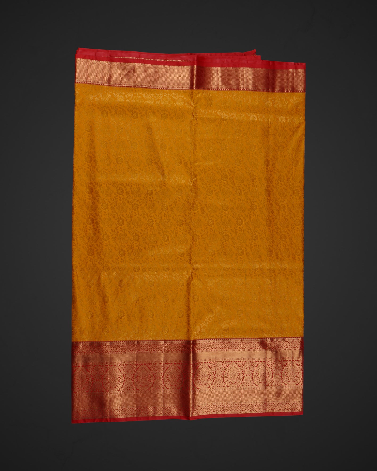 Orange Dharmavaram Silk Saree with Gold Zari